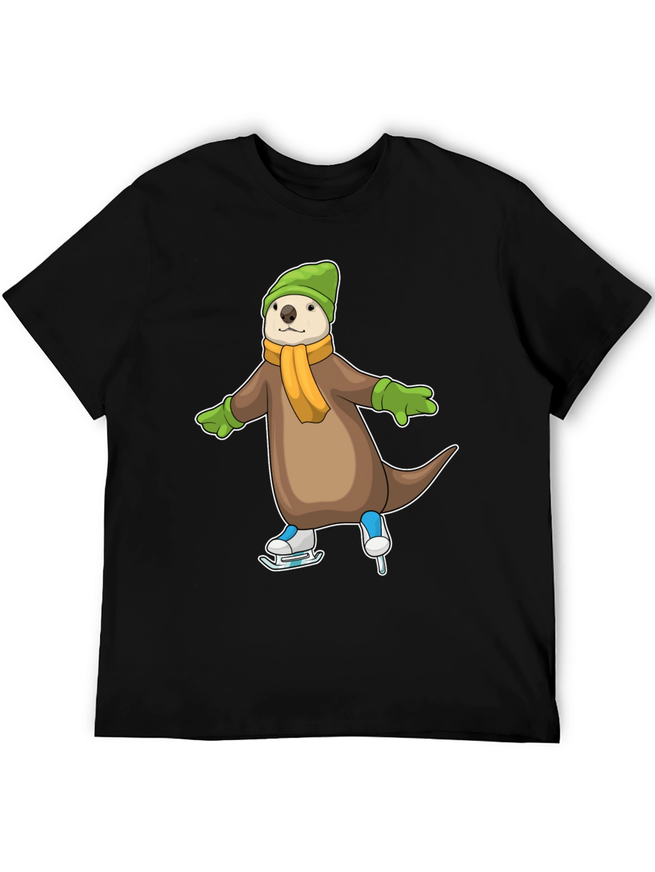 Cute Otter Ice Skating Graphic Tee