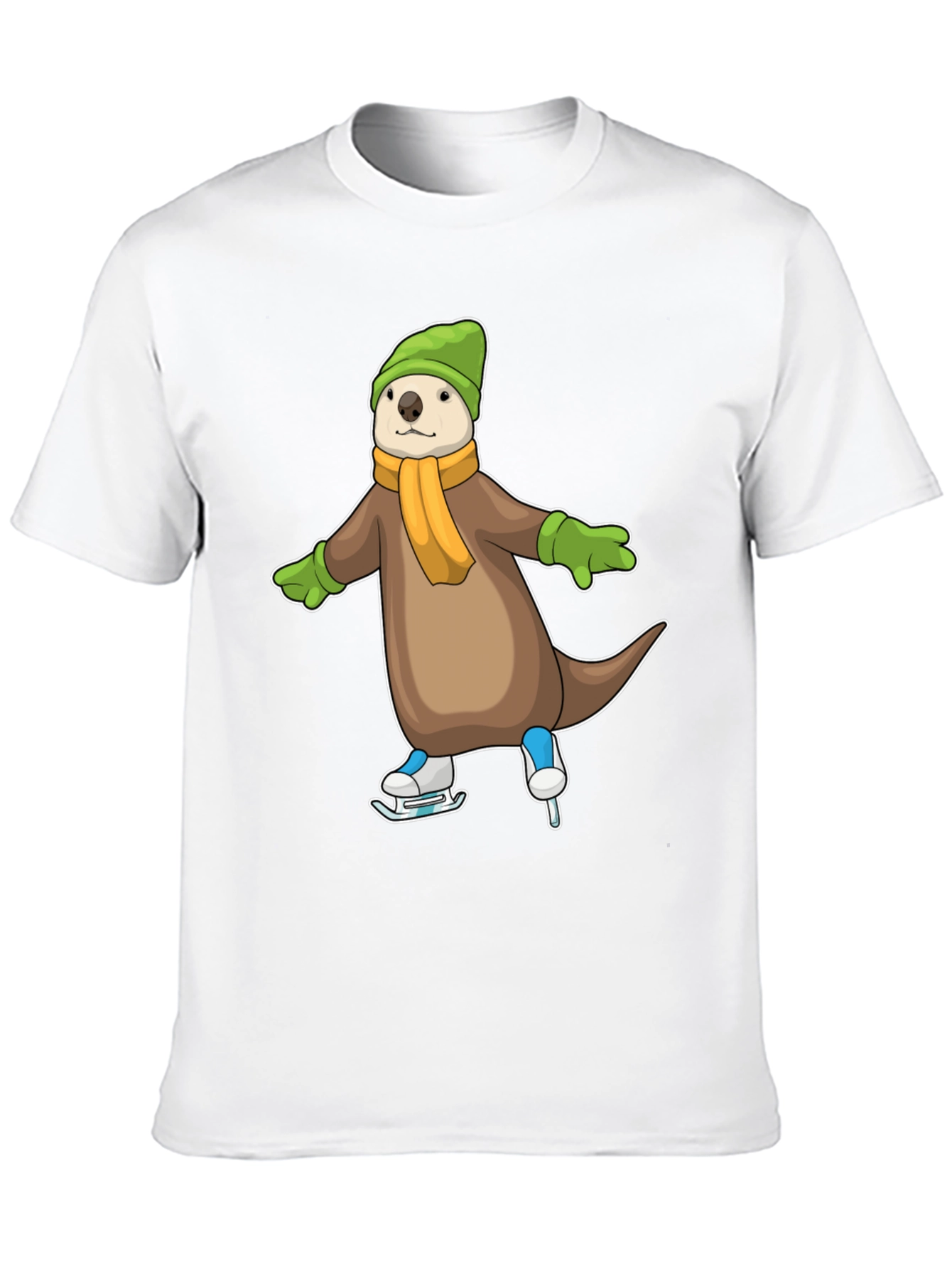 Cute Otter Ice Skating Graphic Tee