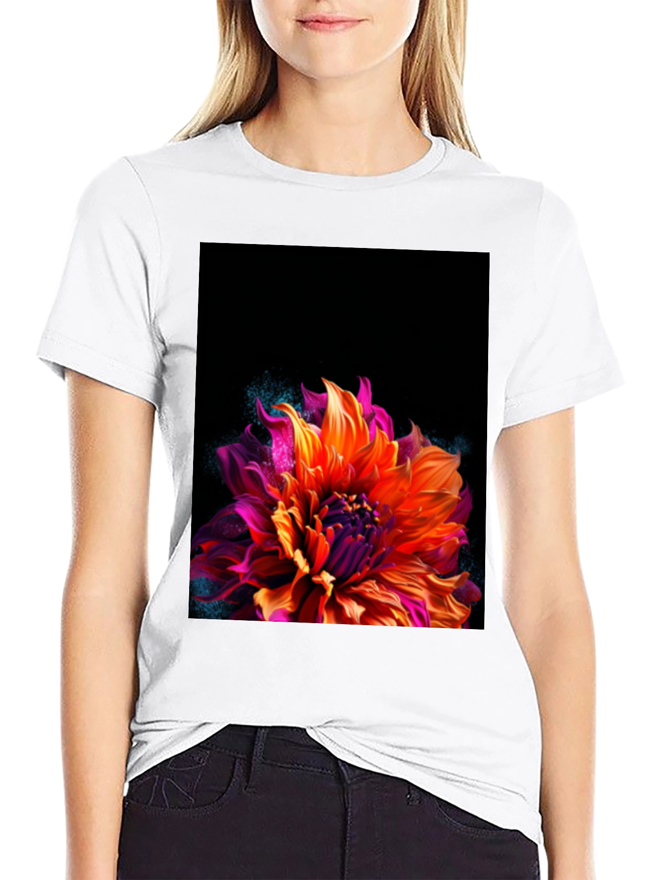 Floral Graphic Black Tee