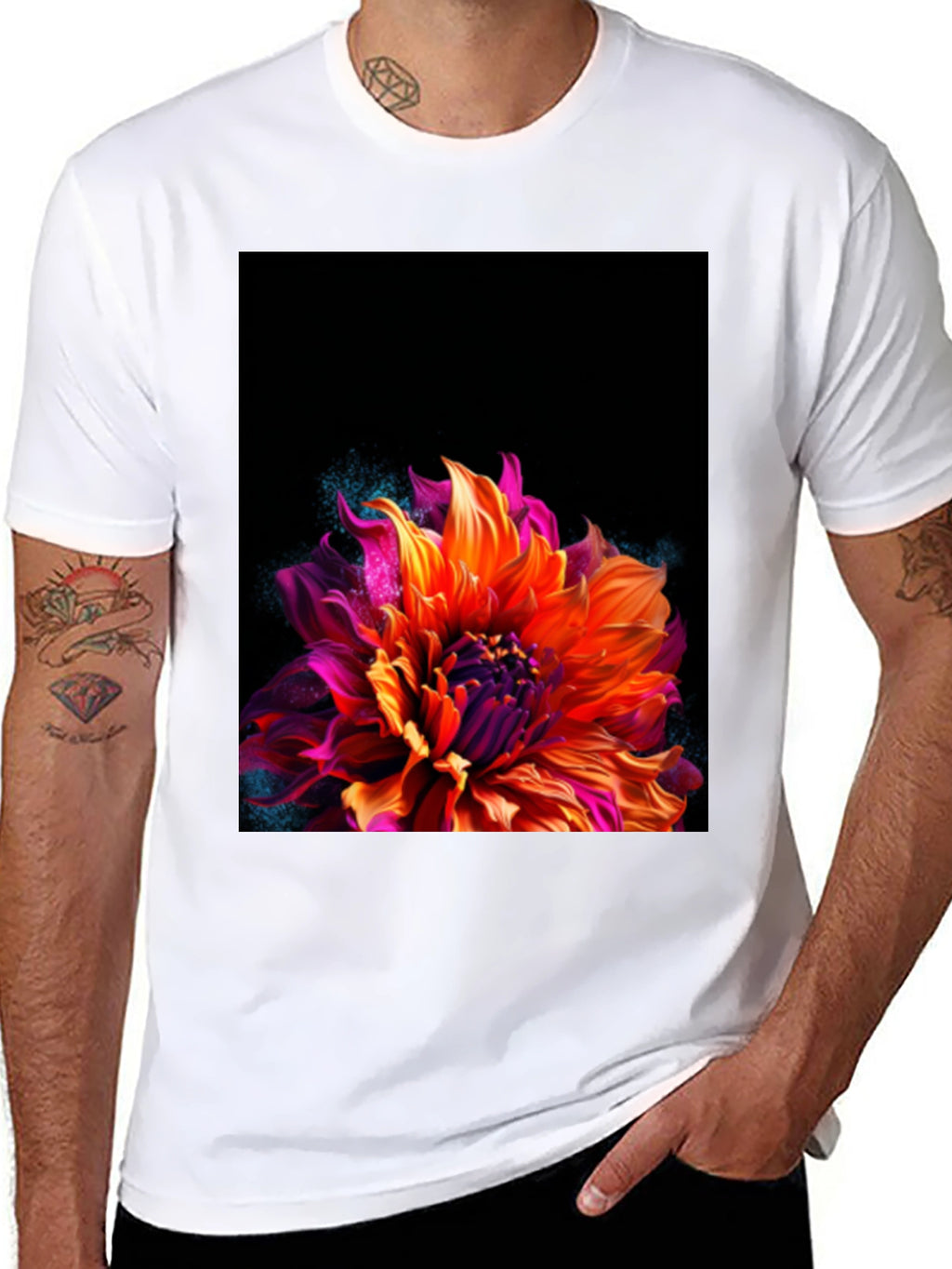 Floral Graphic Black Tee