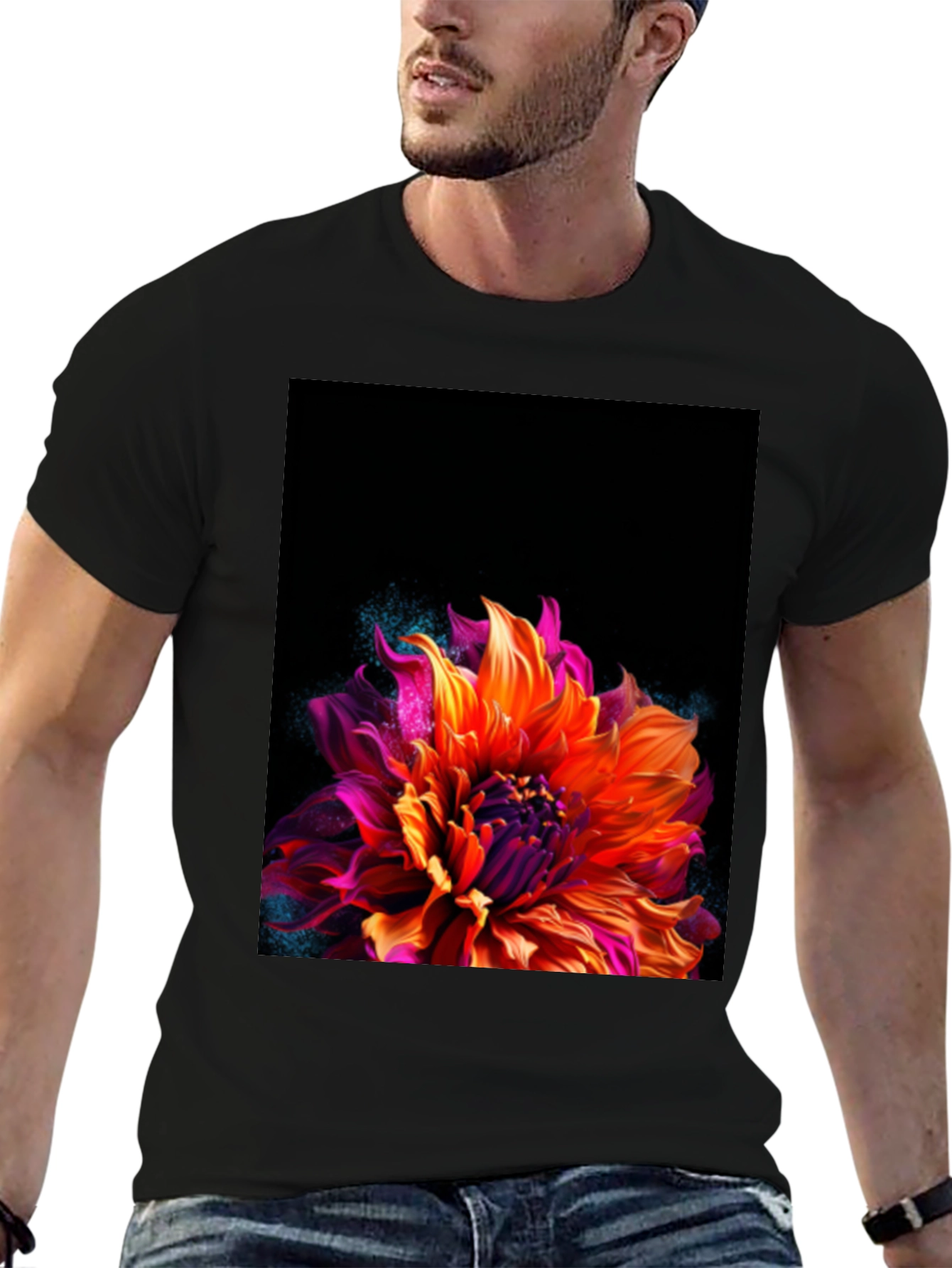 Floral Graphic Black Tee
