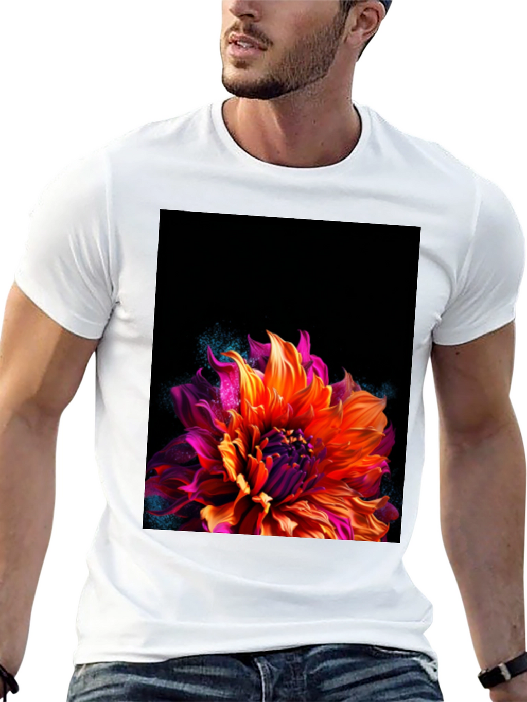 Floral Graphic Black Tee