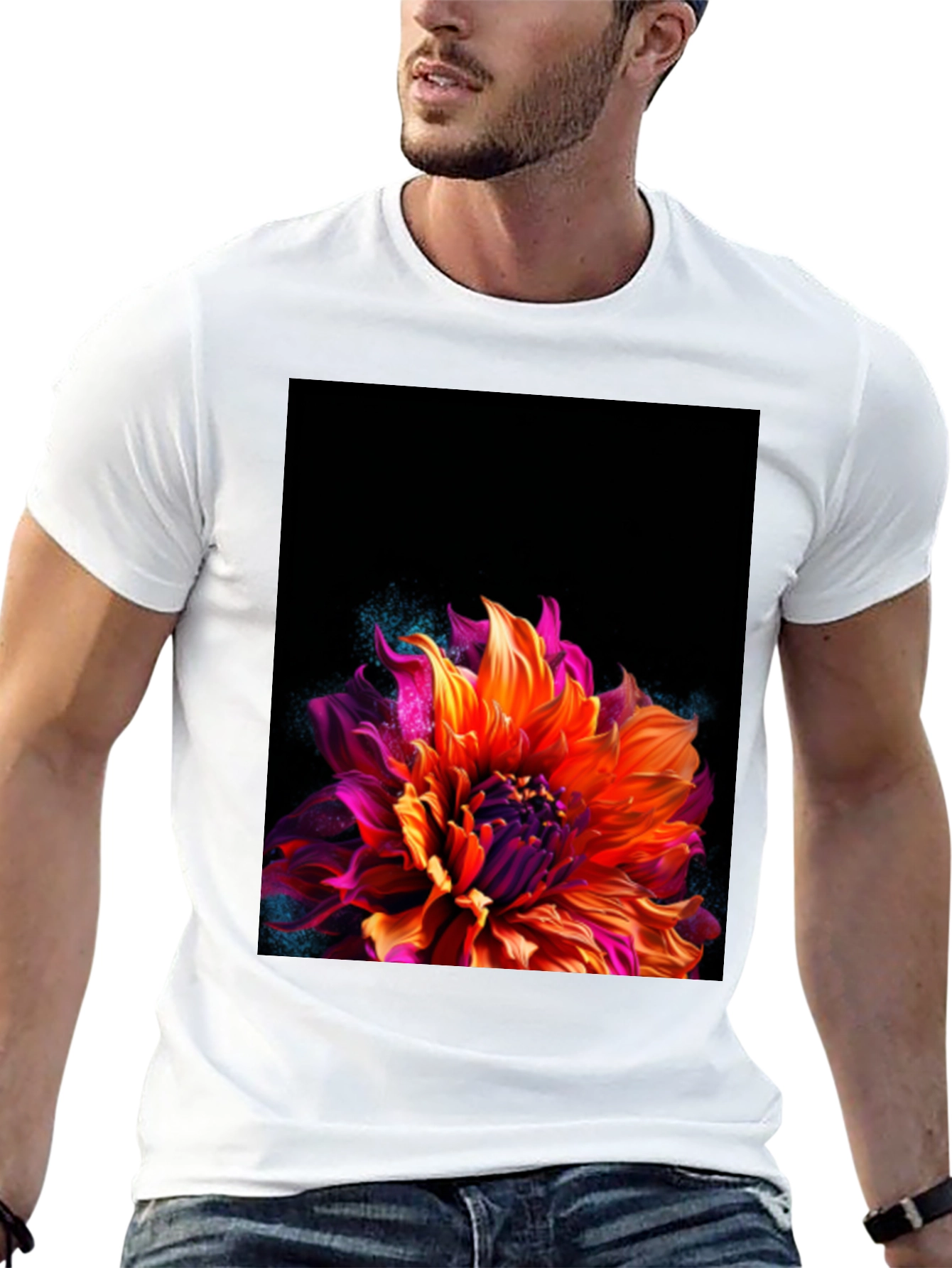 Floral Graphic Black Tee