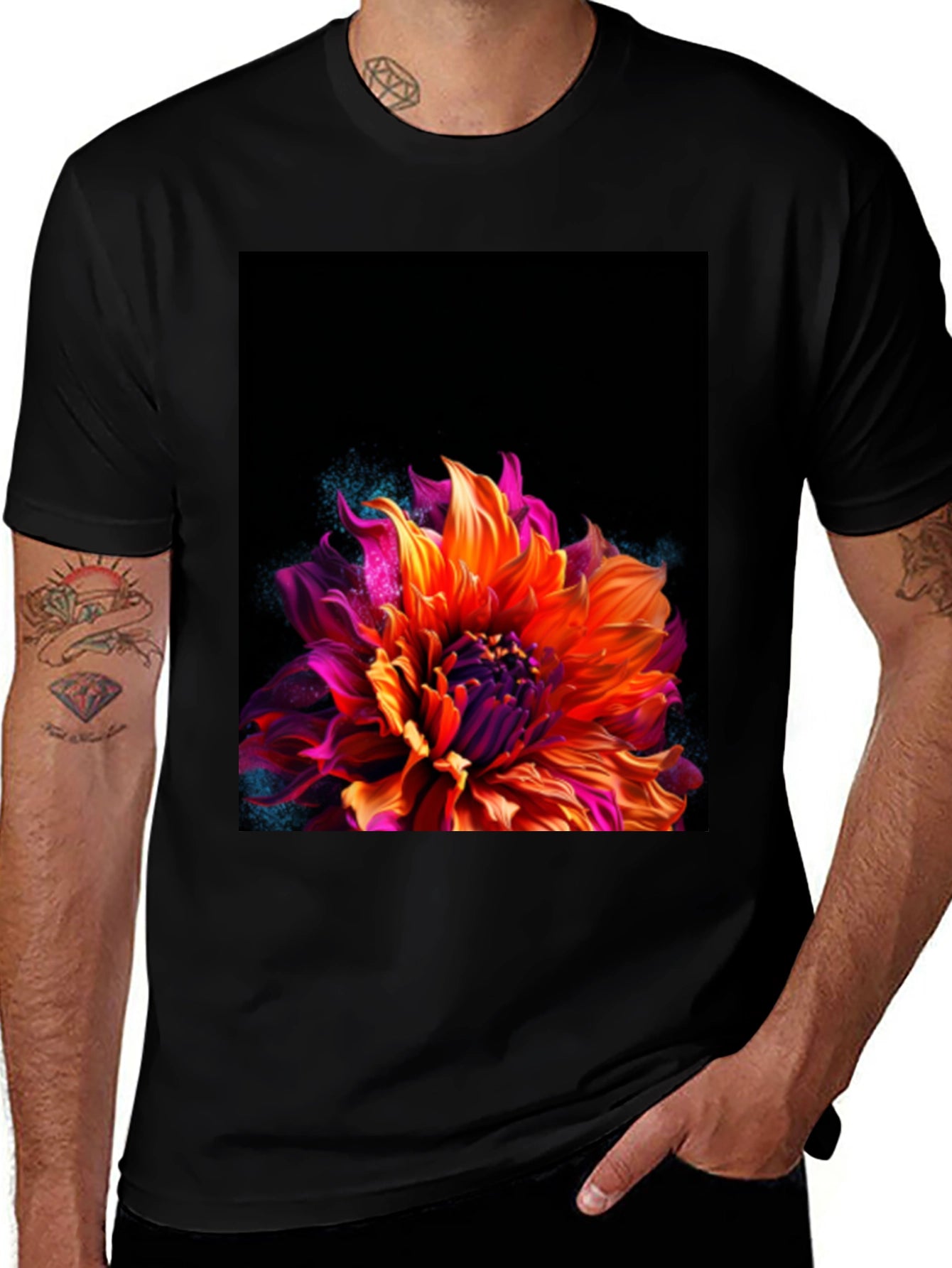 Floral Graphic Black Tee