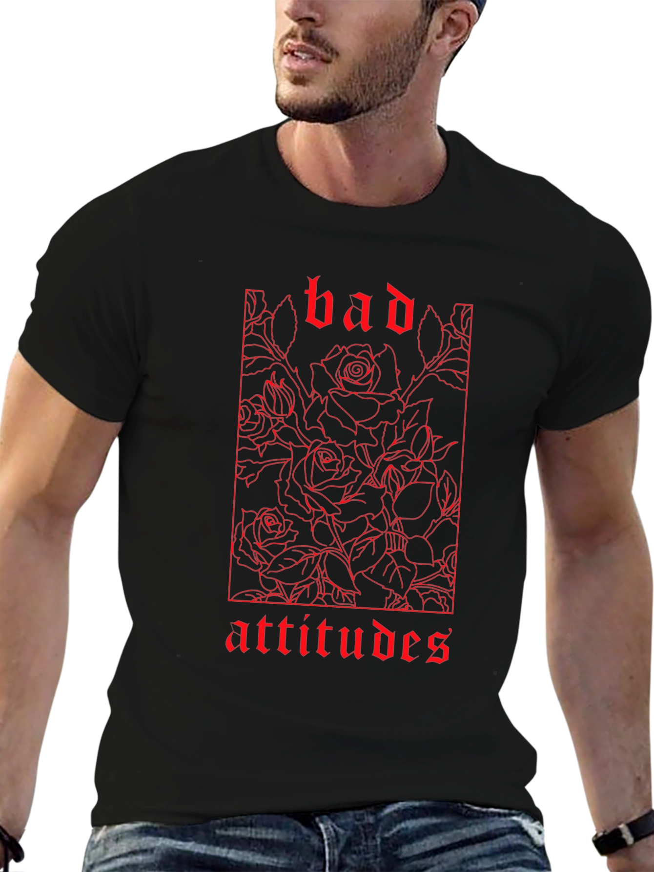 Bad Attitudes Rose Graphic Black T-Shirt