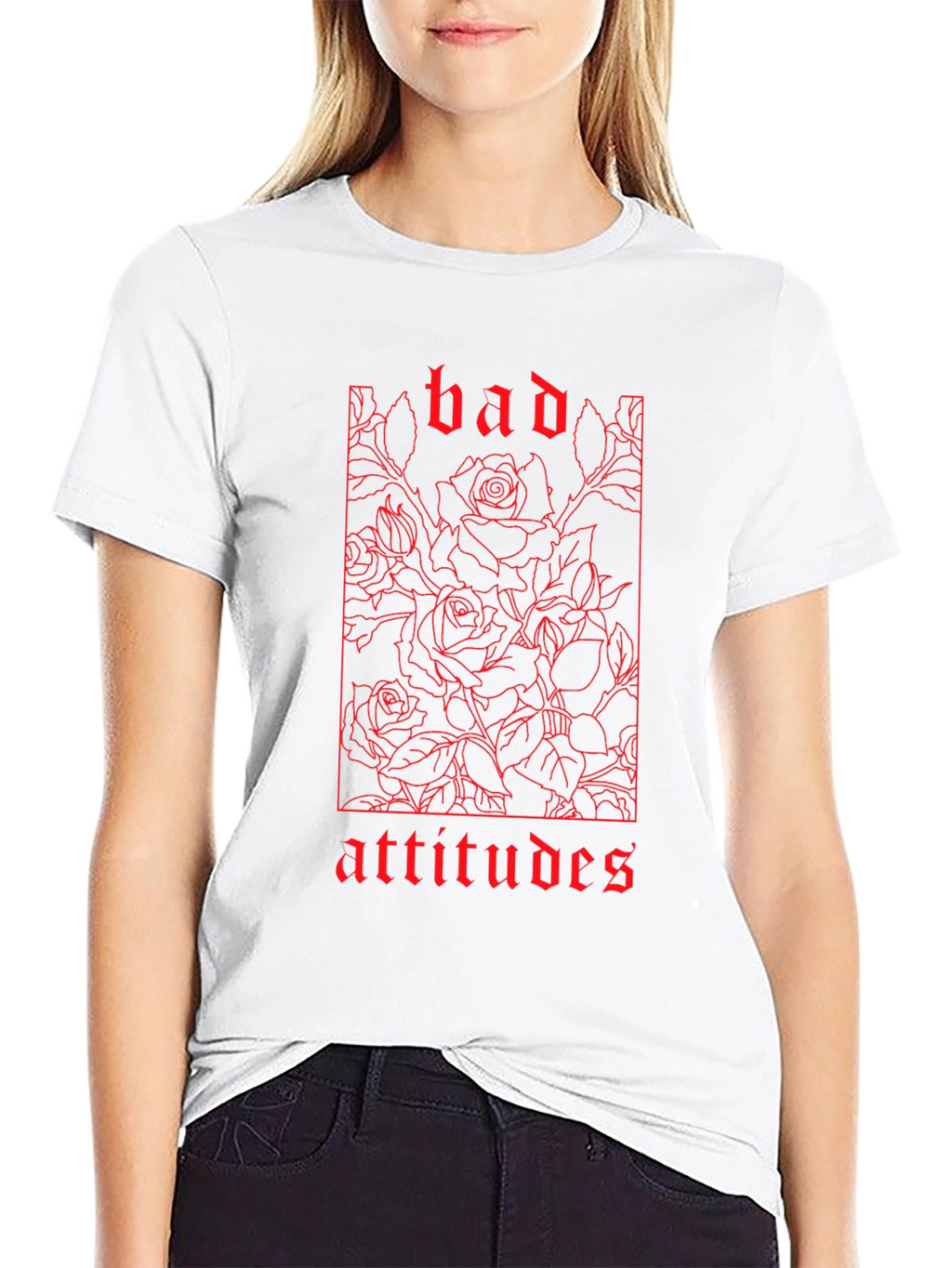 Bad Attitudes Rose Graphic Black T-Shirt