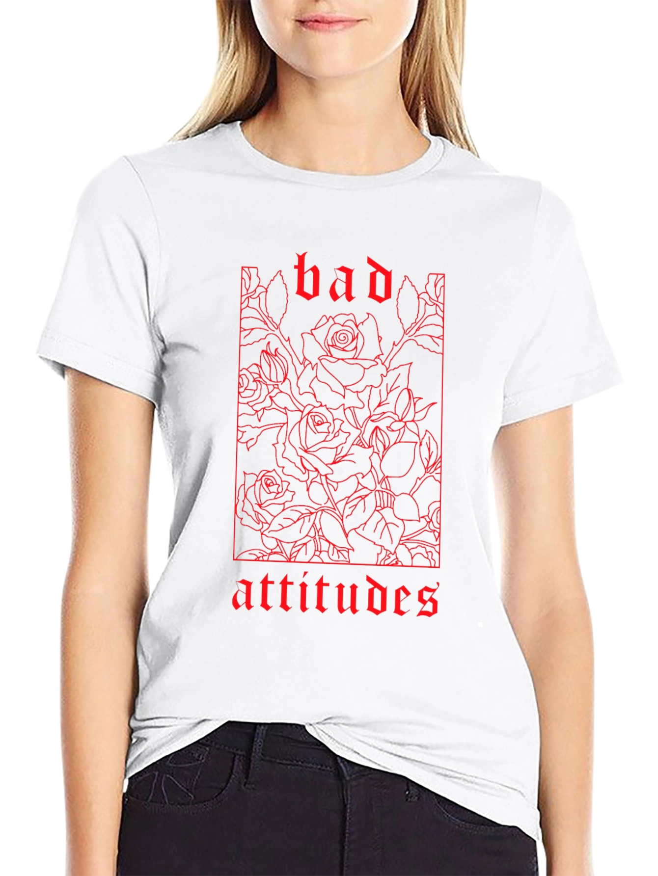 Bad Attitudes Rose Graphic Black T-Shirt