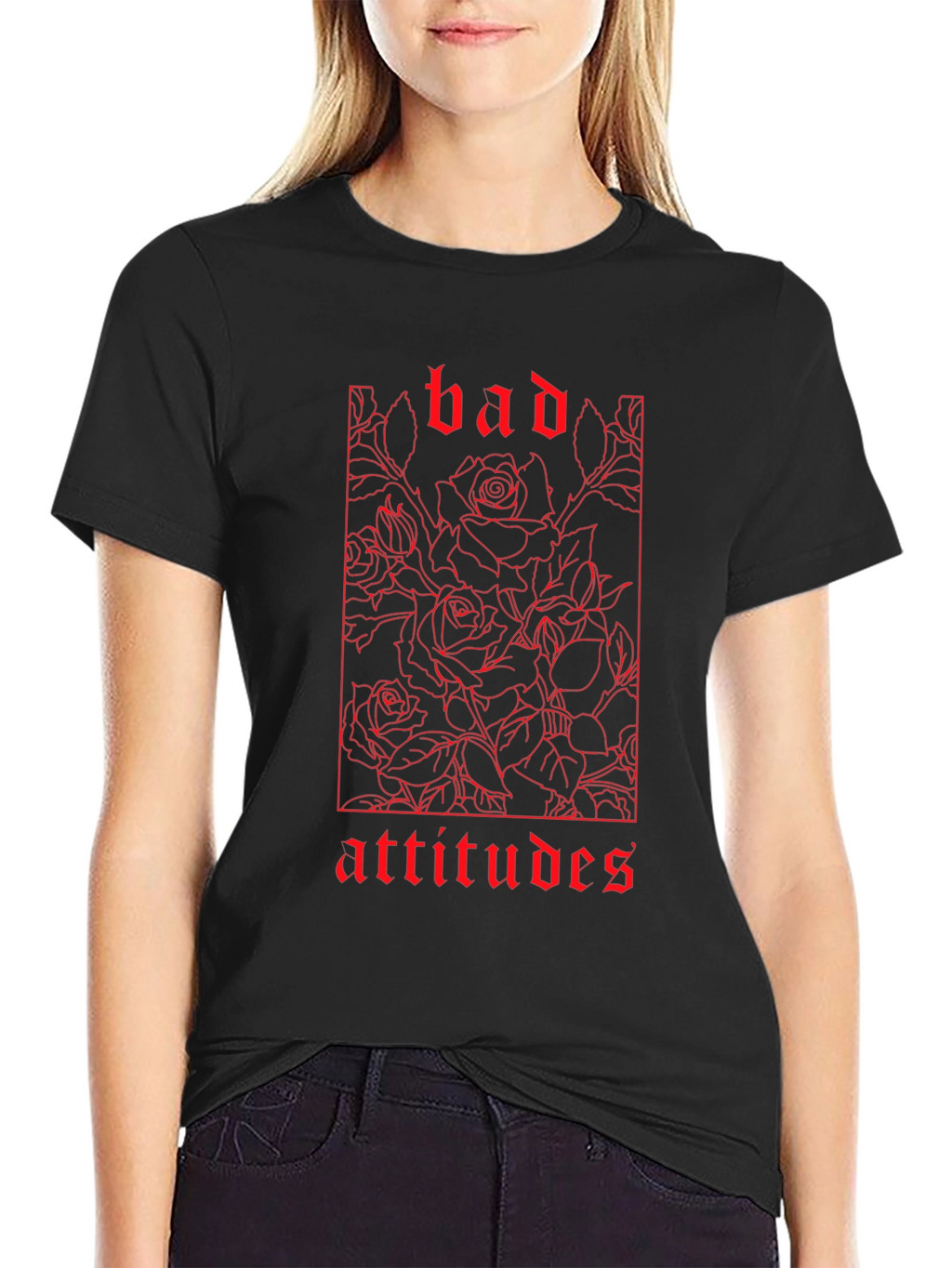 Bad Attitudes Rose Graphic Black T-Shirt