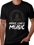 Peace Love Music Black Graphic T-Shirt