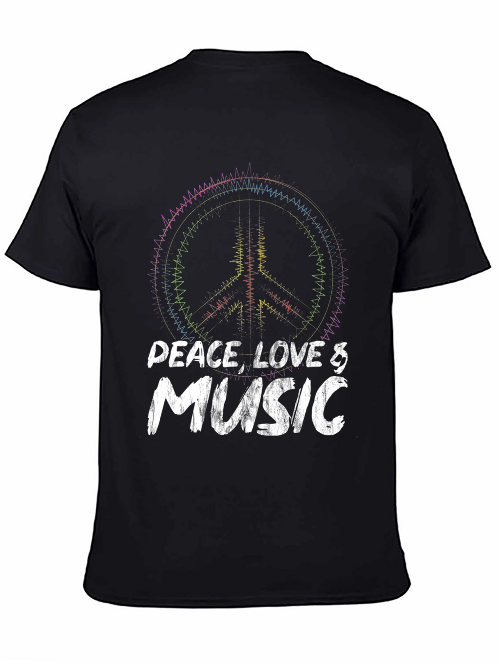 Peace Love Music Black Graphic T-Shirt