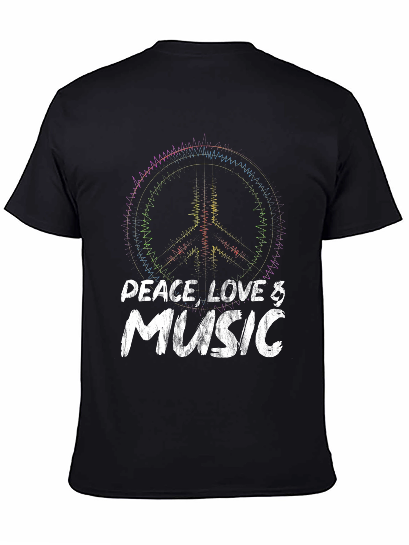 Peace Love Music Black Graphic T-Shirt