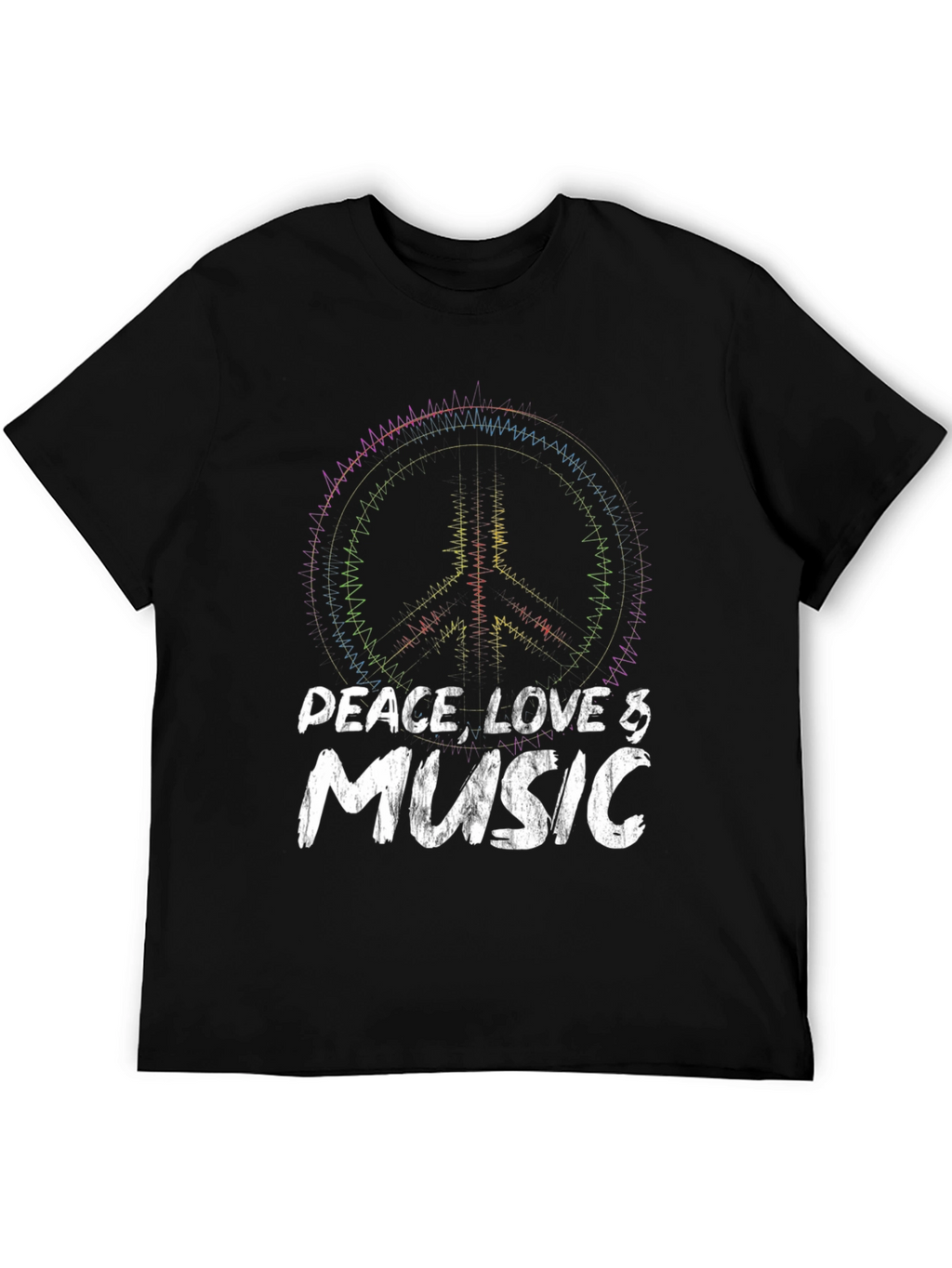 Peace Love Music Black Graphic T-Shirt