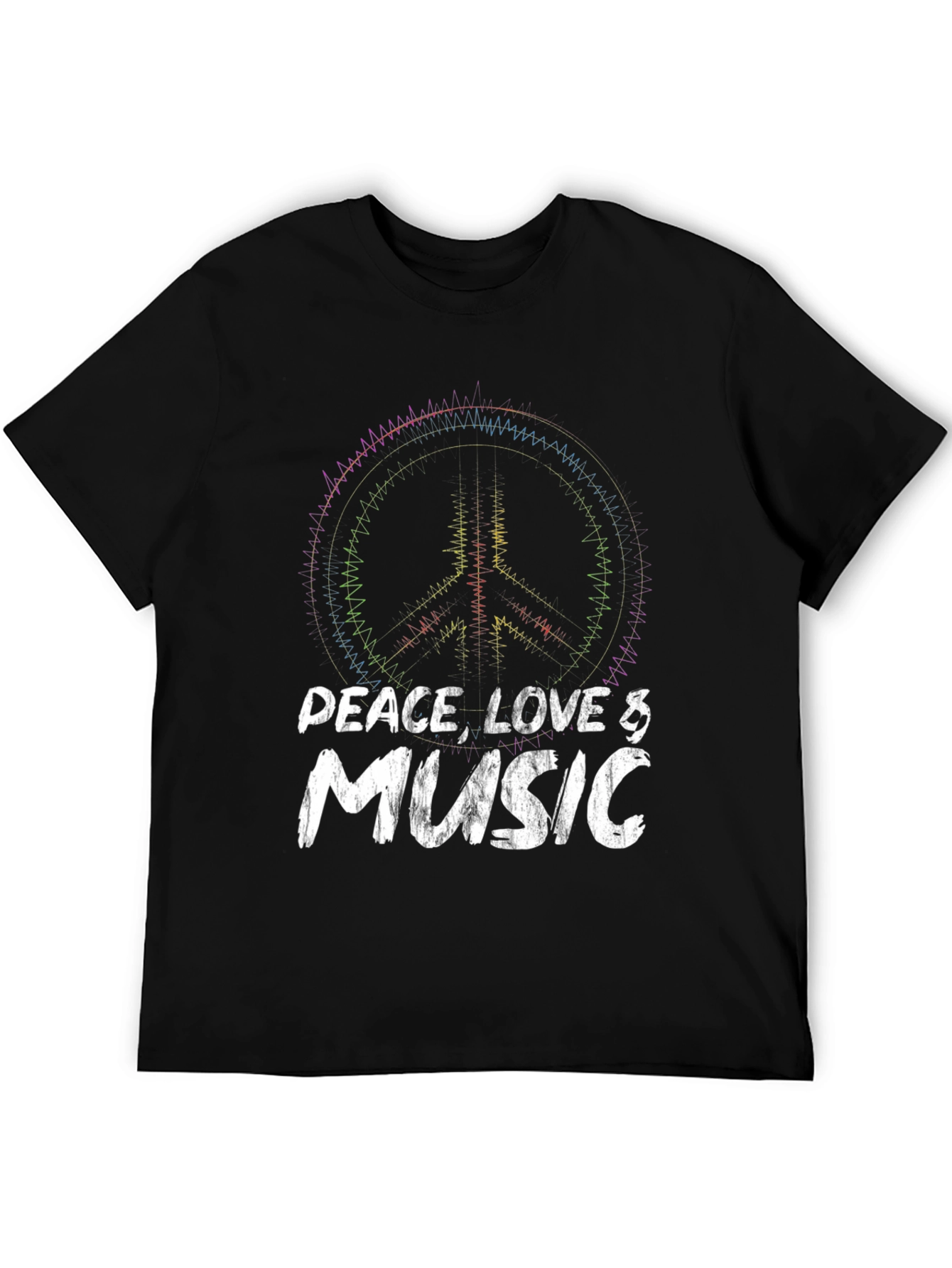 Peace Love Music Black Graphic T-Shirt