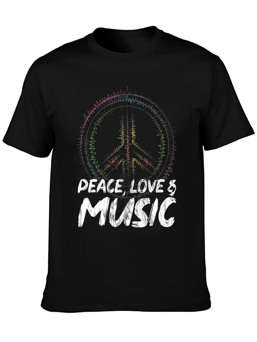 Peace Love Music Black Graphic T-Shirt