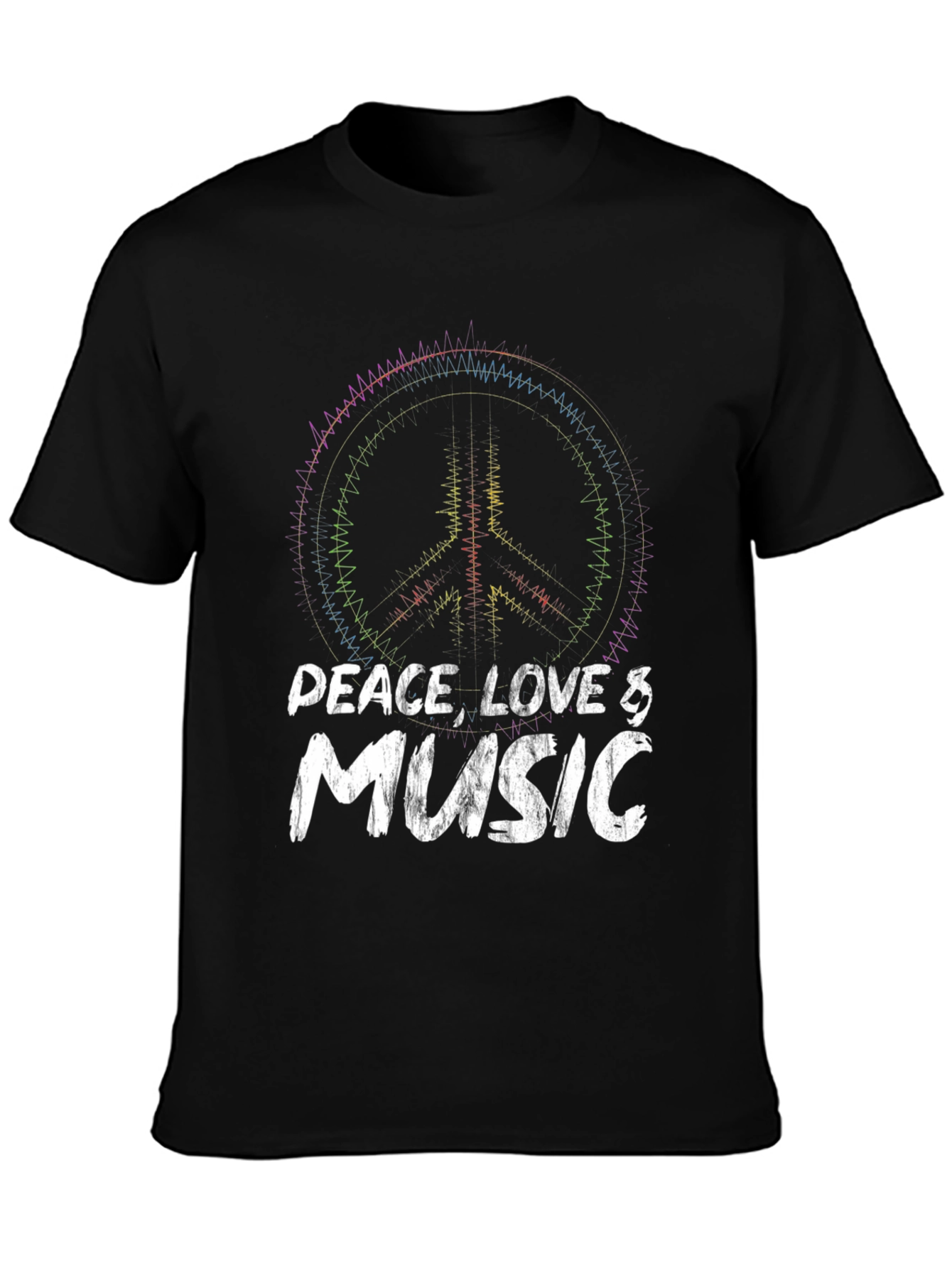 Peace Love Music Black Graphic T-Shirt