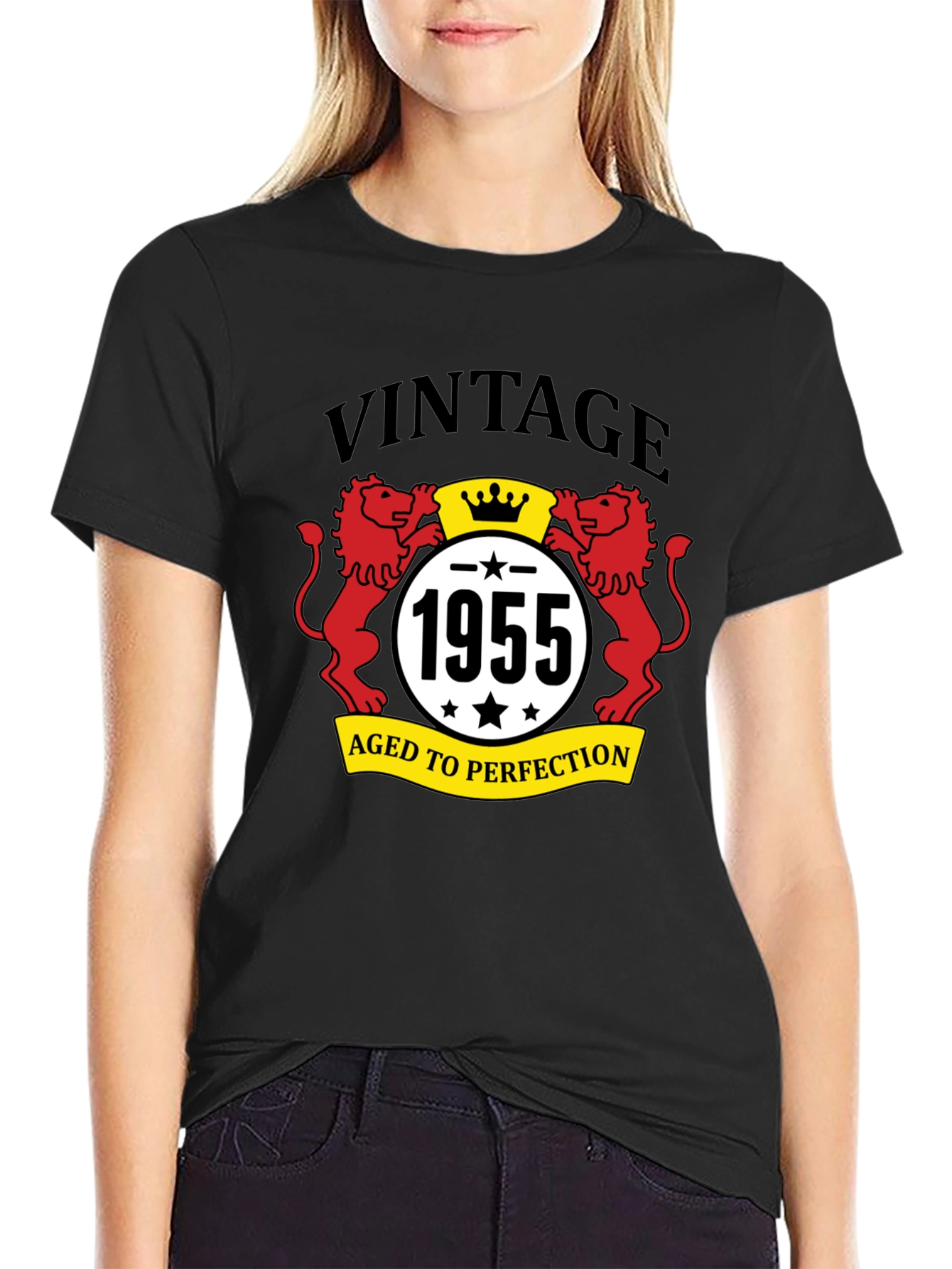 Vintage 1955 Aged To Perfection Black Graphic Tee