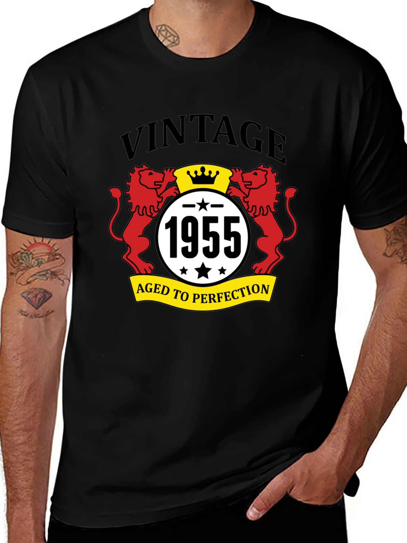 Vintage 1955 Aged To Perfection Black Graphic Tee