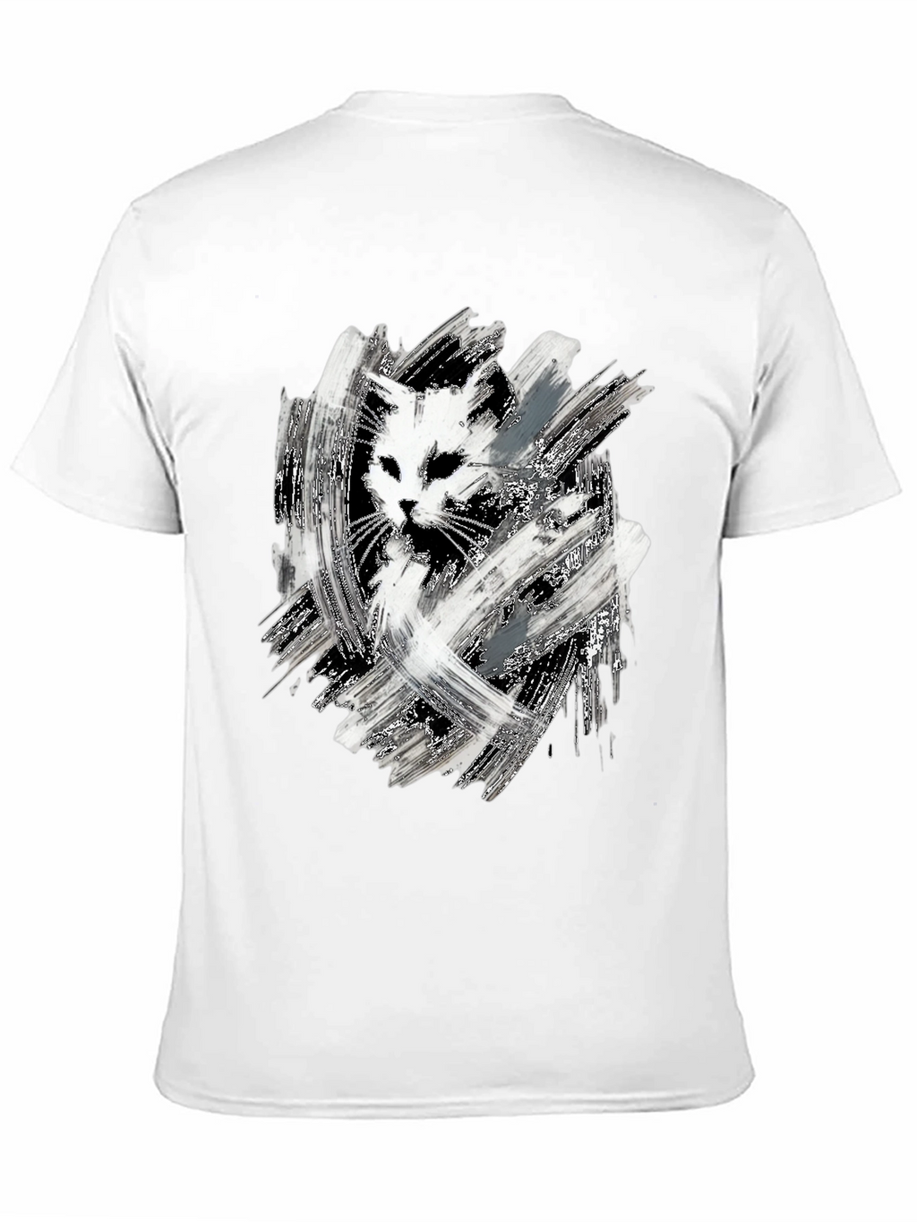 Abstract Cat Print Black T-Shirt