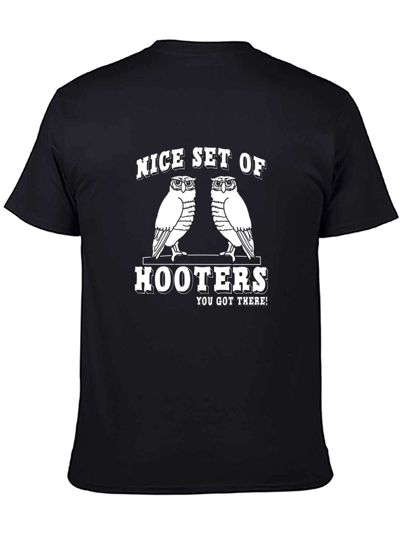 Funny Owls Hooters Graphic T-Shirt - Mens Black Tee