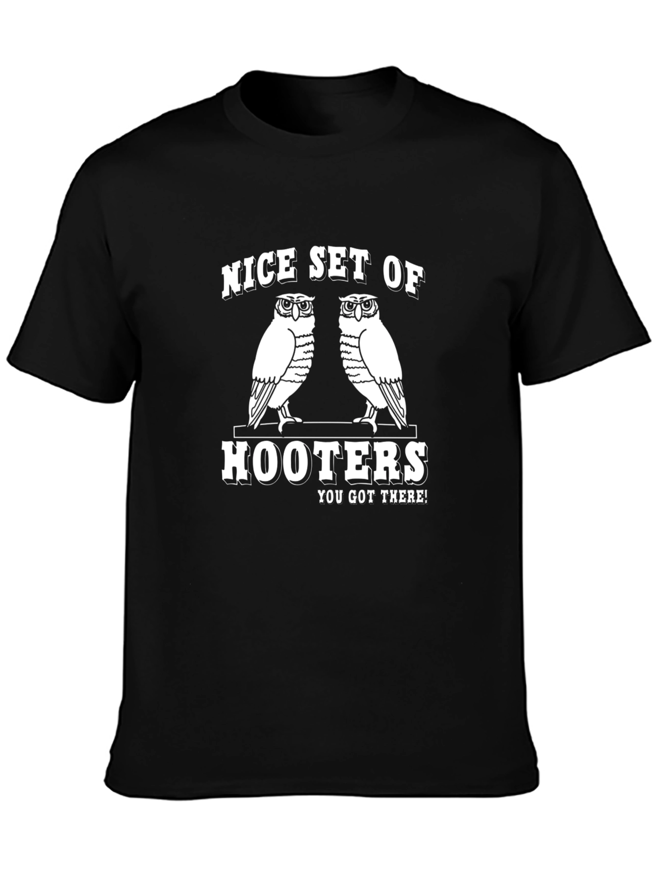 Funny Owls Hooters Graphic T-Shirt - Mens Black Tee