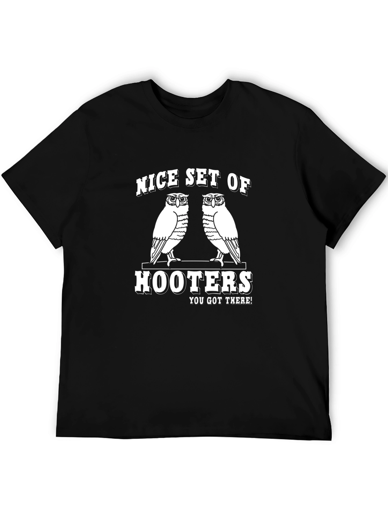 Funny Owls Hooters Graphic T-Shirt - Mens Black Tee