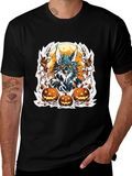 Halloween Wolf & Pumpkin Graphic Tee