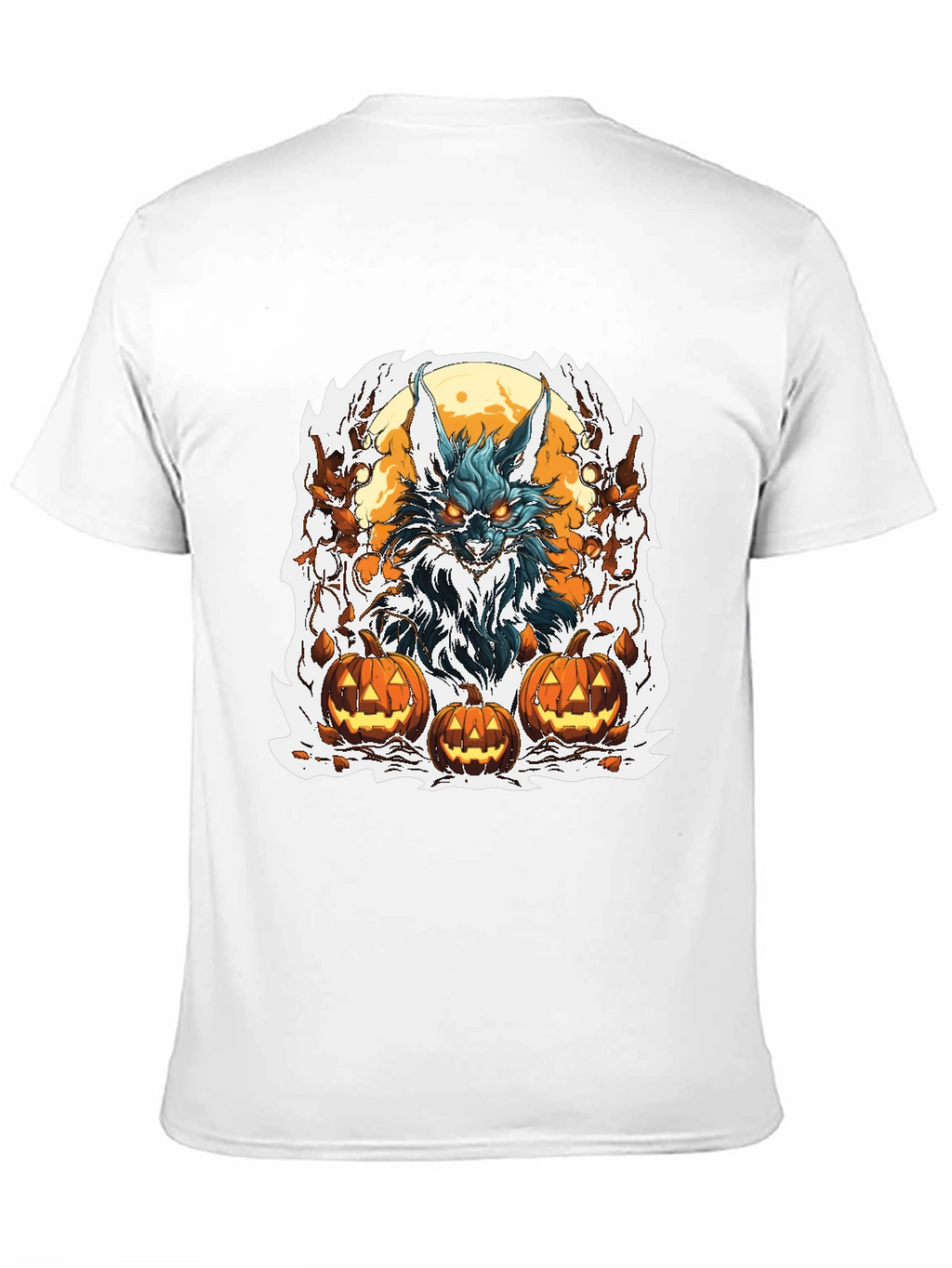 Halloween Wolf & Pumpkin Graphic Tee