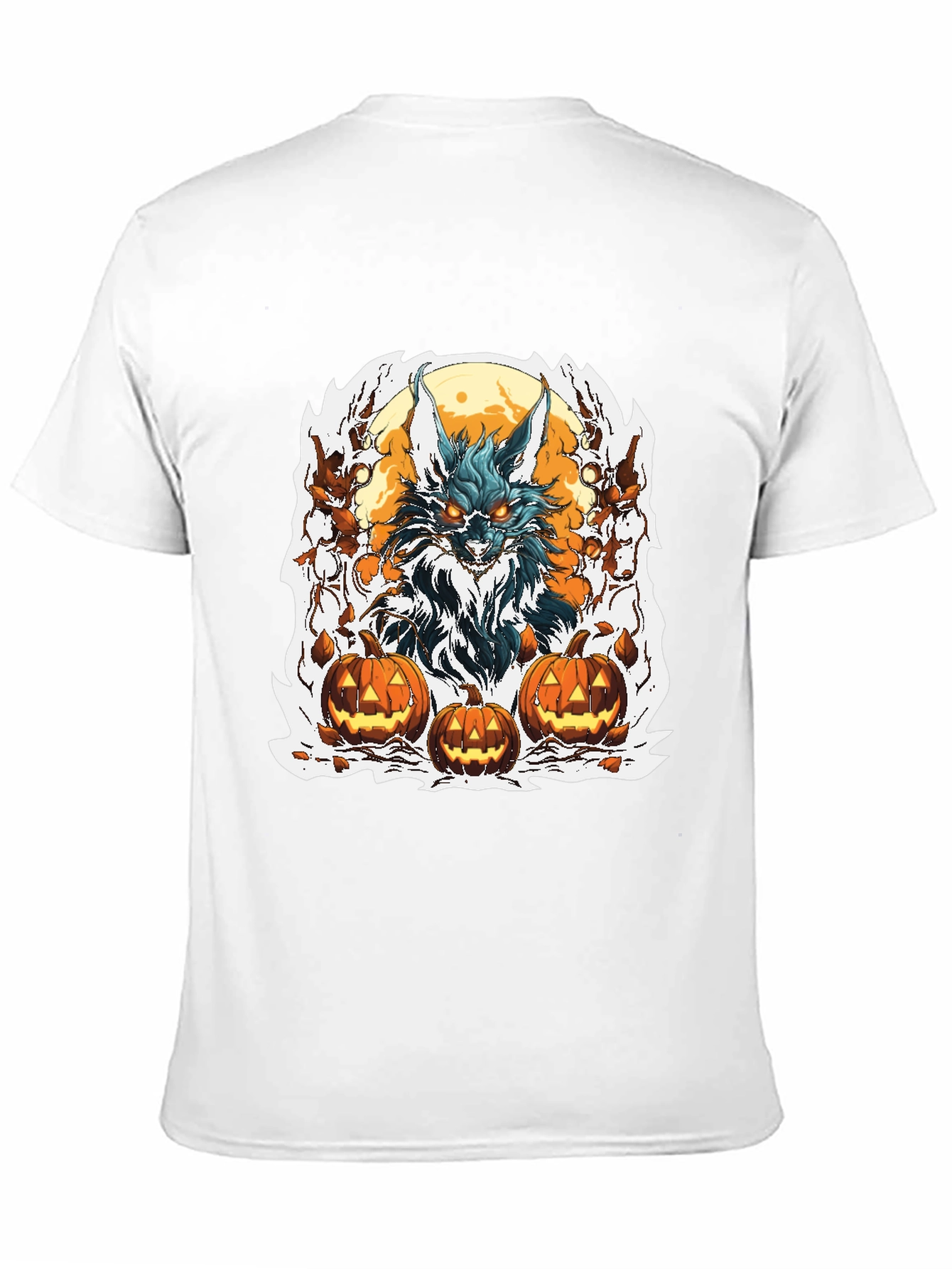 Halloween Wolf & Pumpkin Graphic Tee