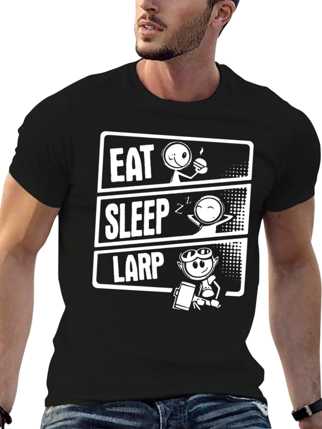 Eat Sleep LARP Black T-Shirt