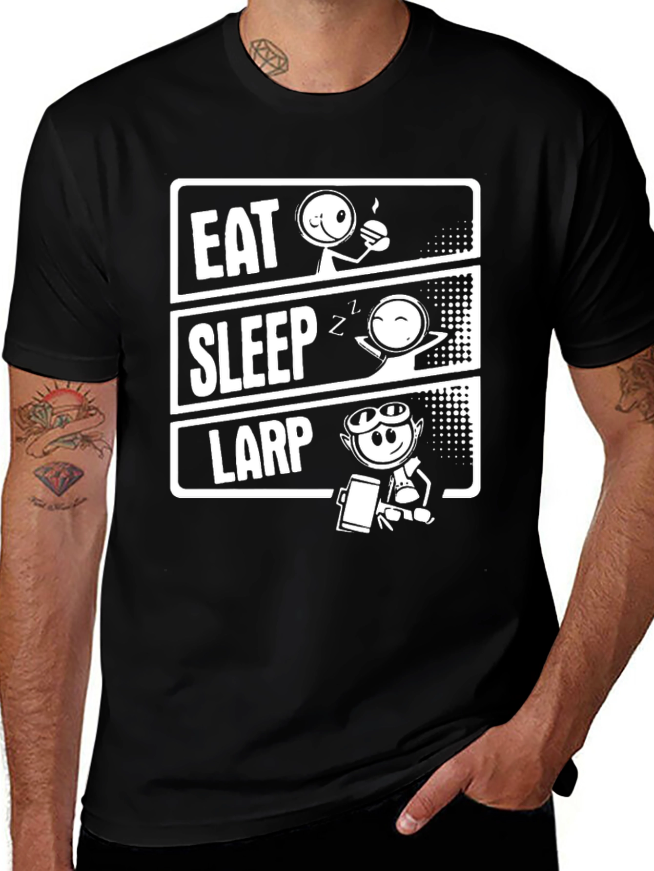 Eat Sleep LARP Black T-Shirt
