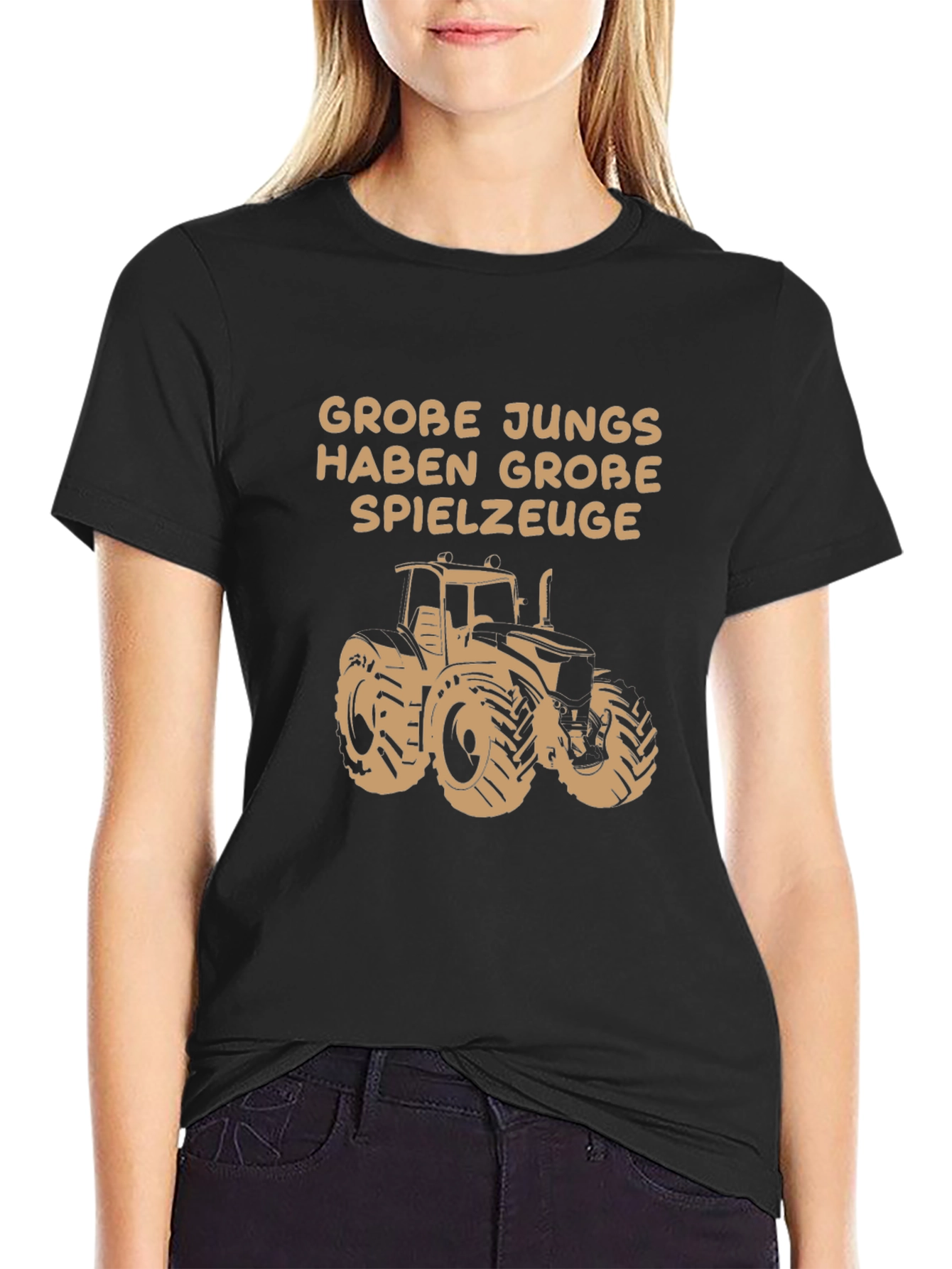 Grobe Jungs Tractor T-Shirt - Black Graphic Tee