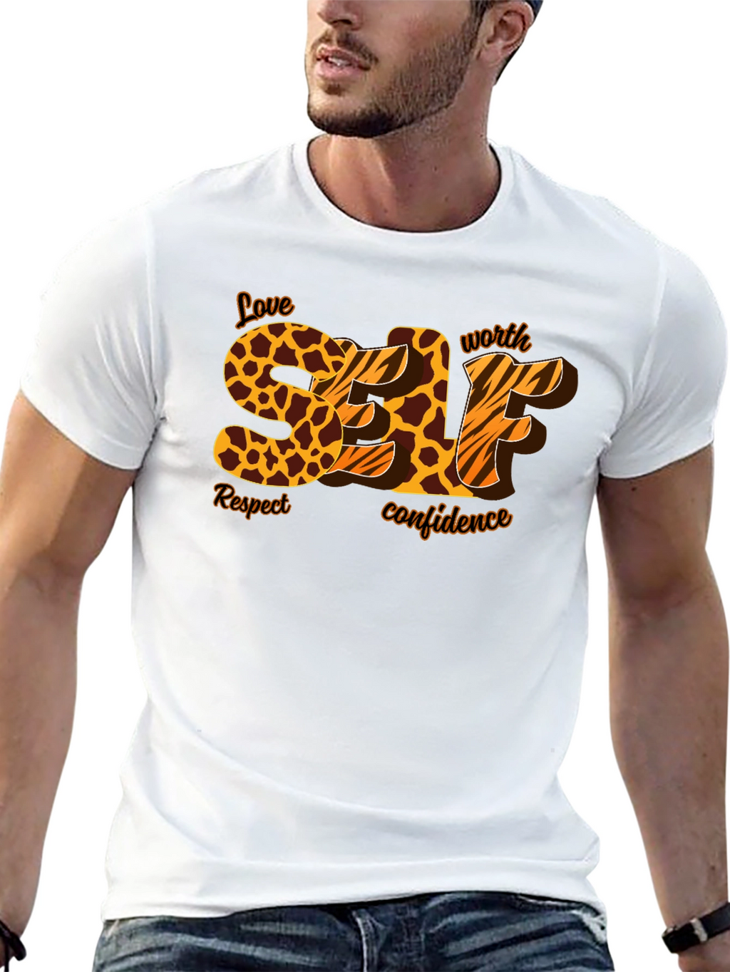 Self Love Leopard Print Graphic T-Shirt