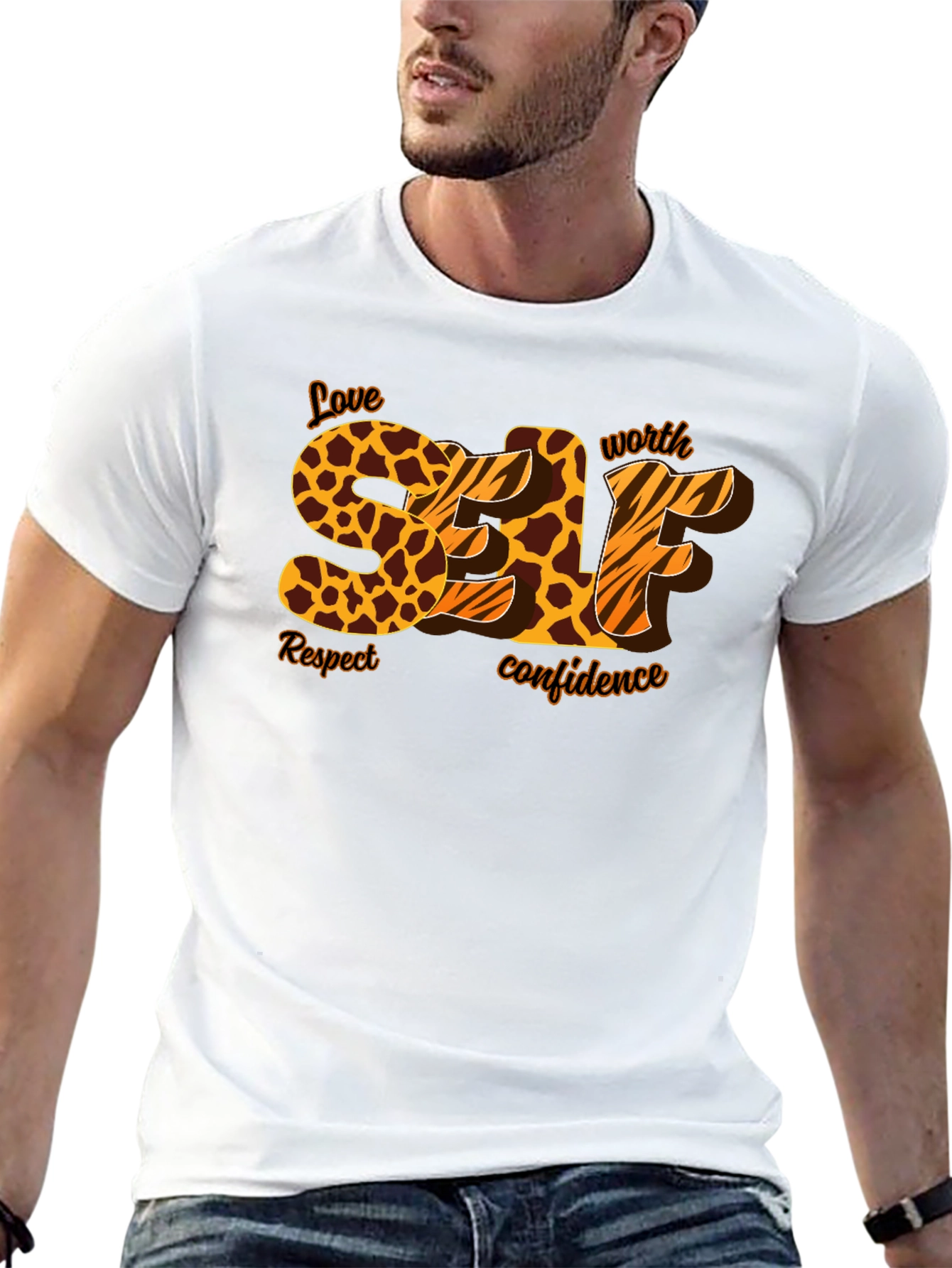 Self Love Leopard Print Graphic T-Shirt