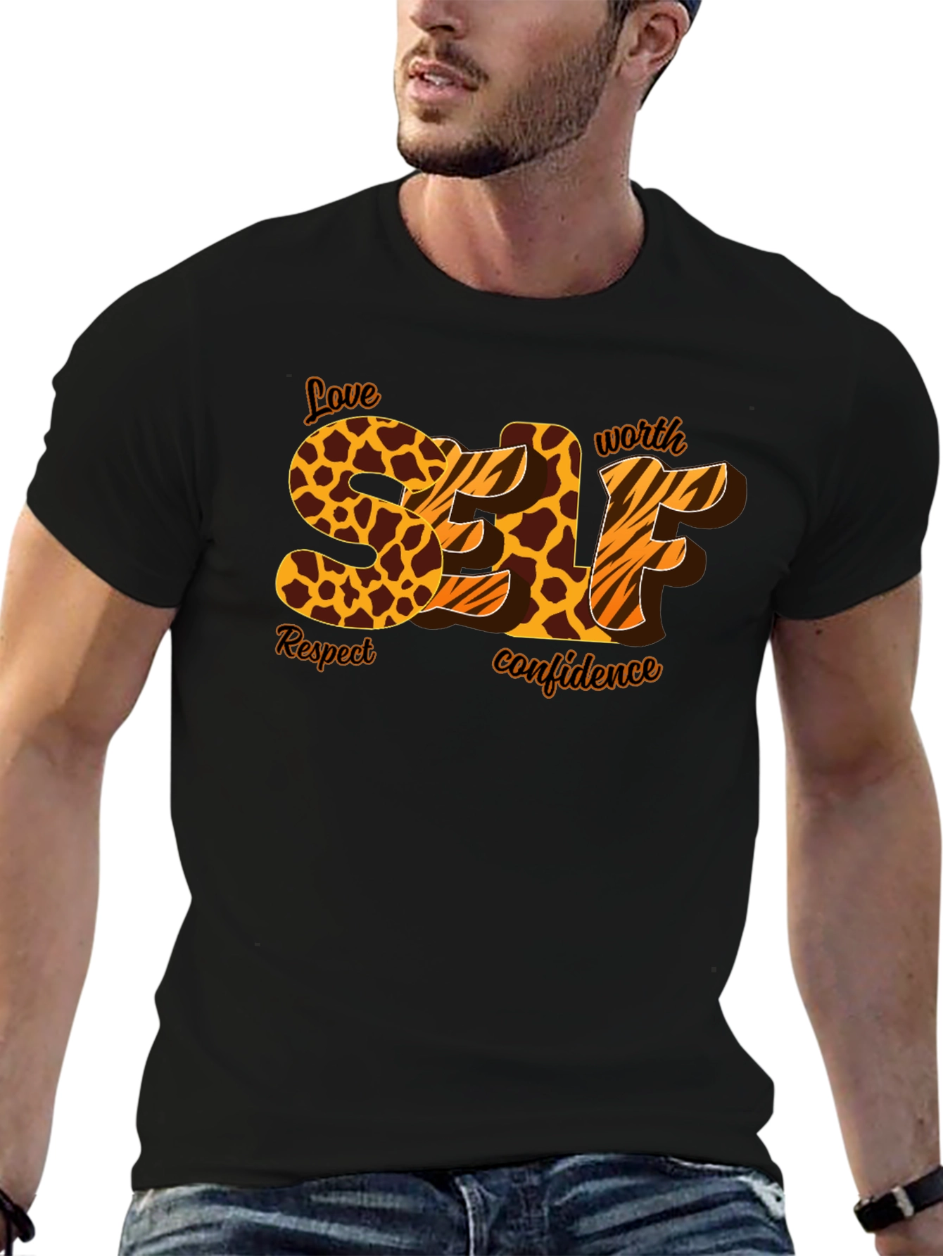 Self Love Leopard Print Graphic T-Shirt