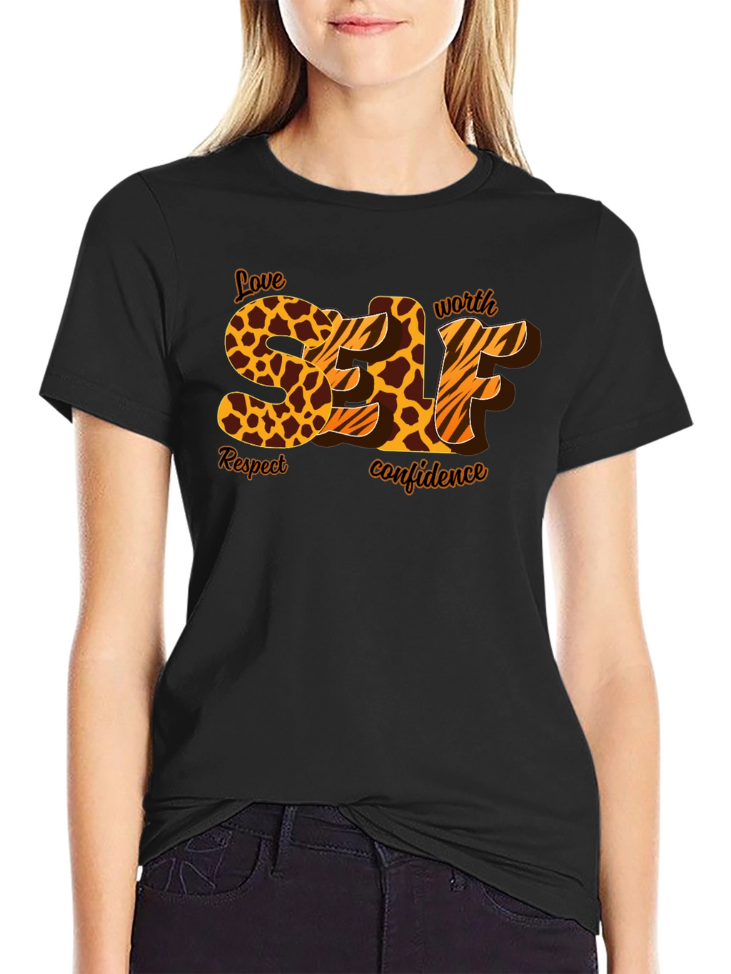 Self Love Leopard Print Graphic T-Shirt