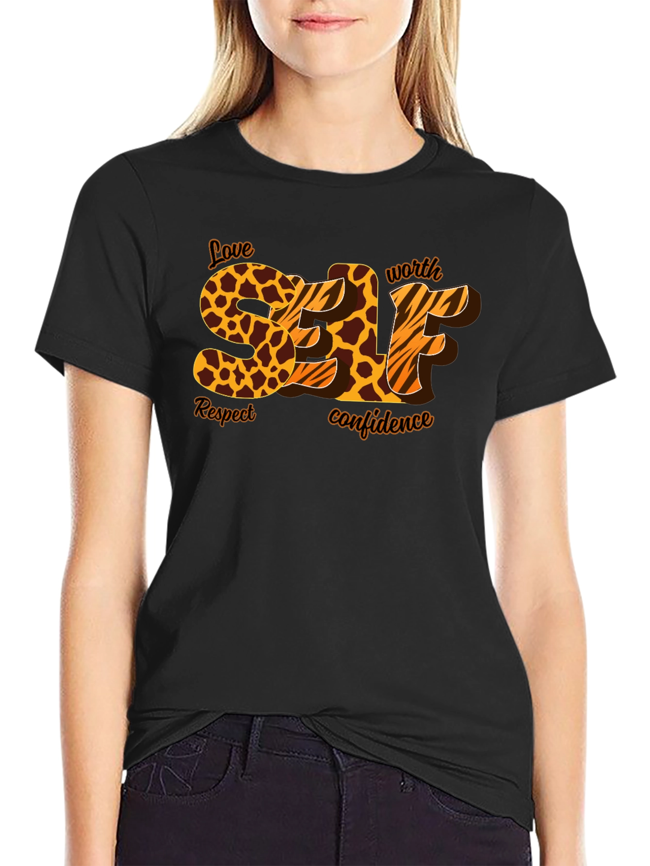 Self Love Leopard Print Graphic T-Shirt