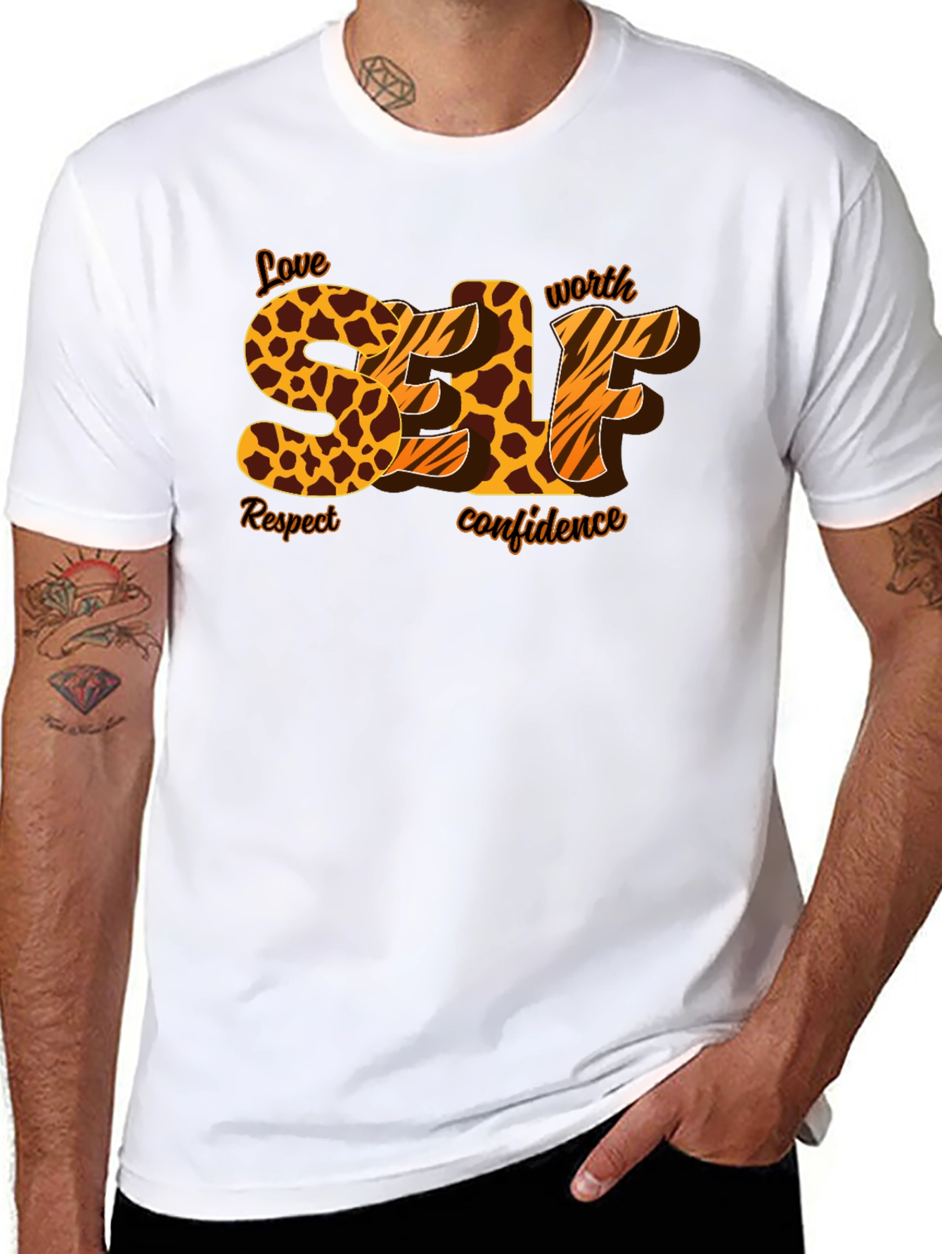 Self Love Leopard Print Graphic T-Shirt