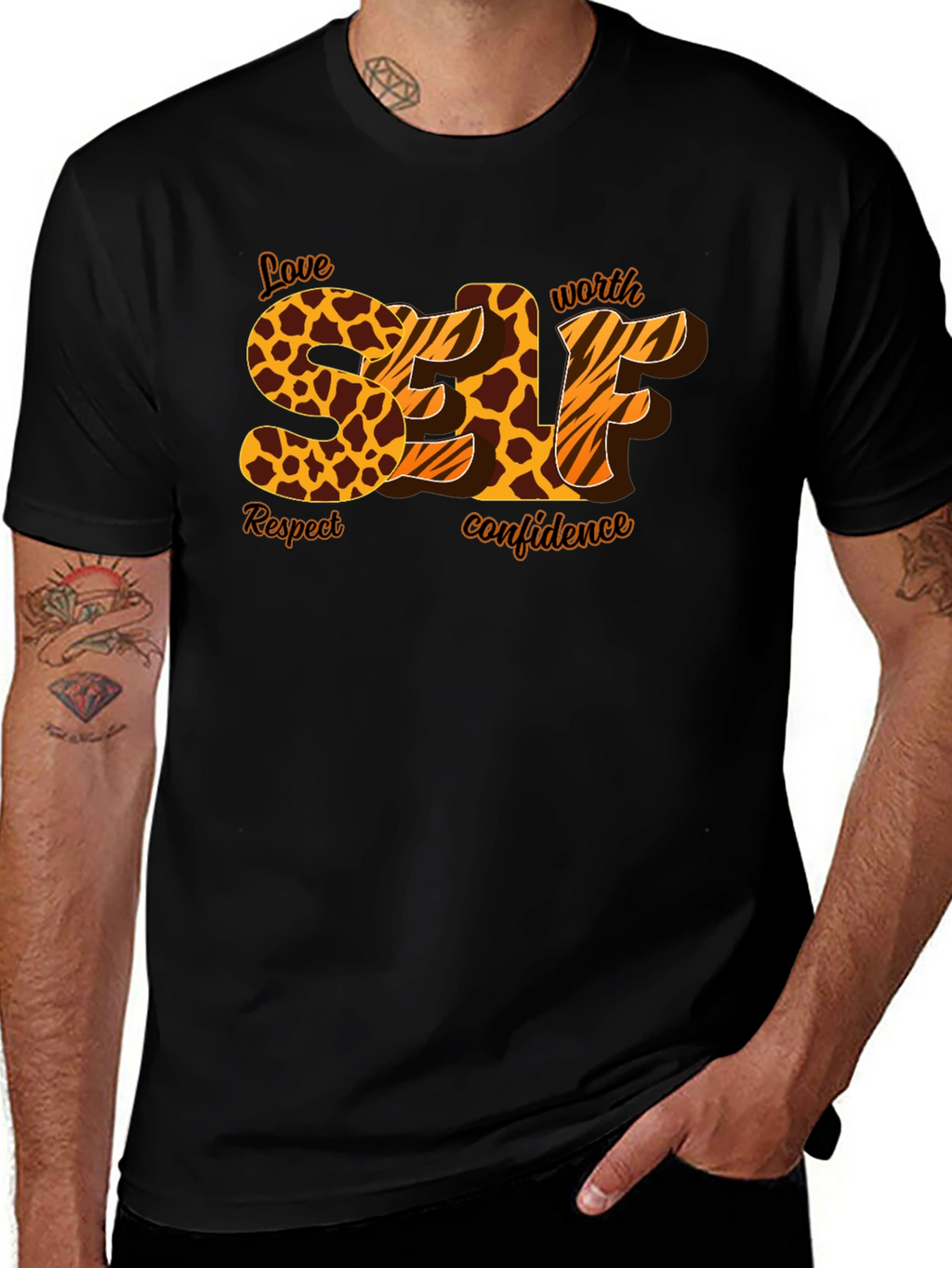 Self Love Leopard Print Graphic T-Shirt