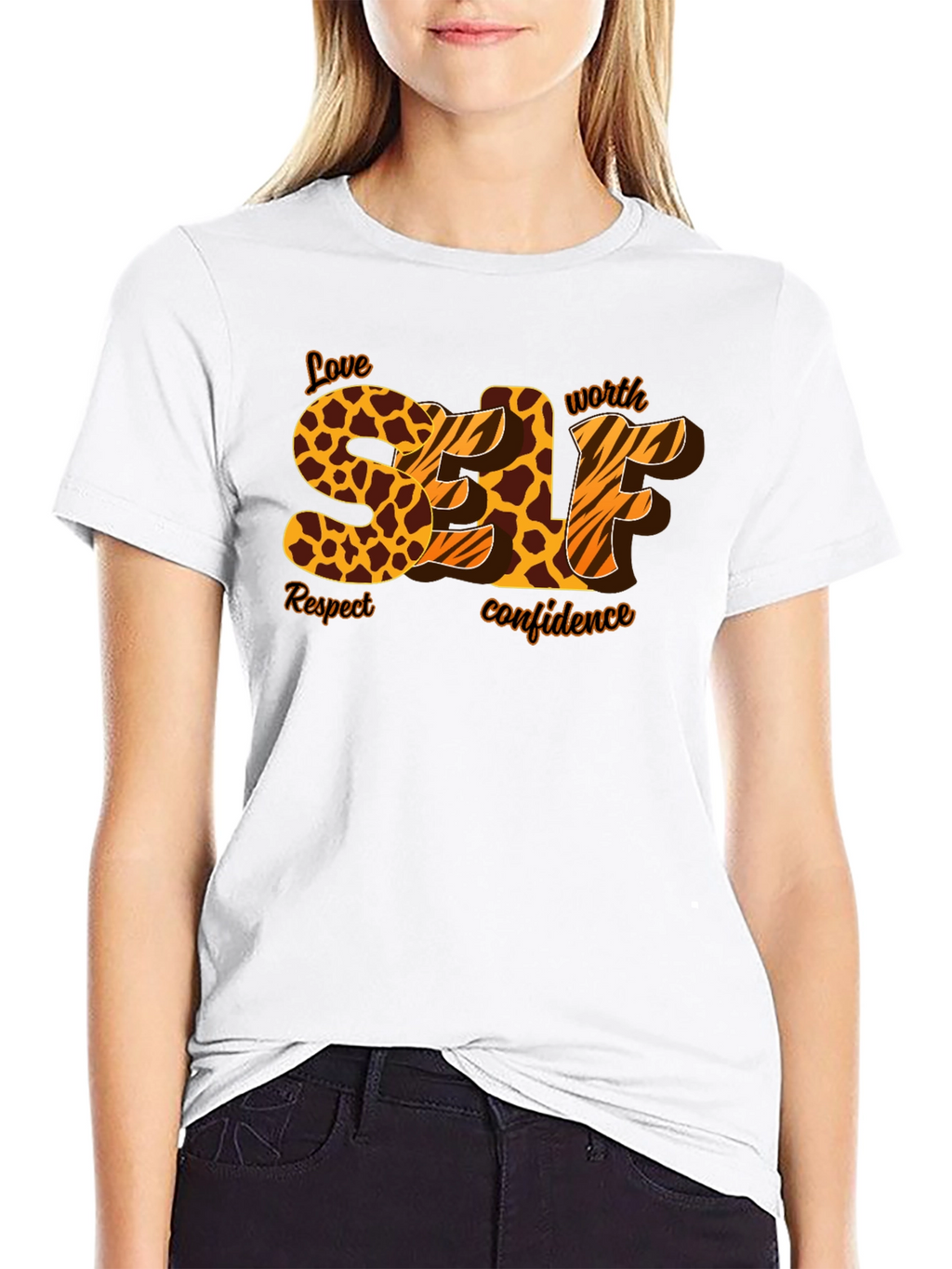 Self Love Leopard Print Graphic T-Shirt