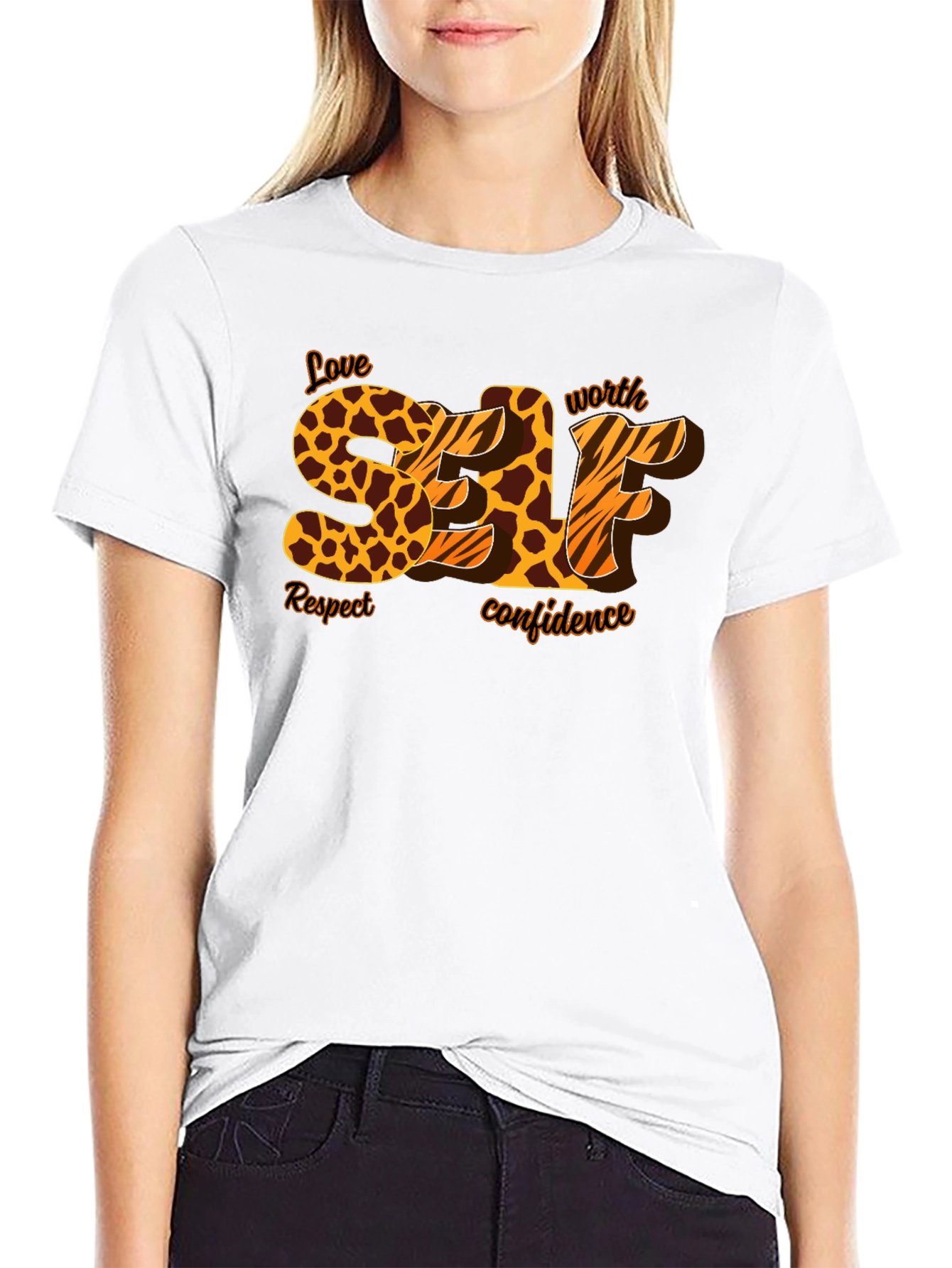 Self Love Leopard Print Graphic T-Shirt