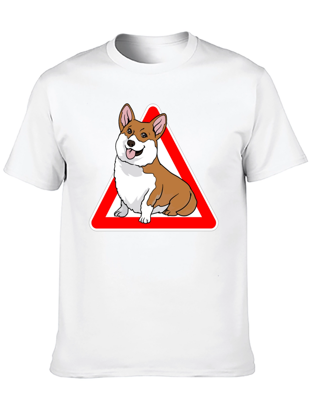 Corgi Warning Sign Black T-Shirt