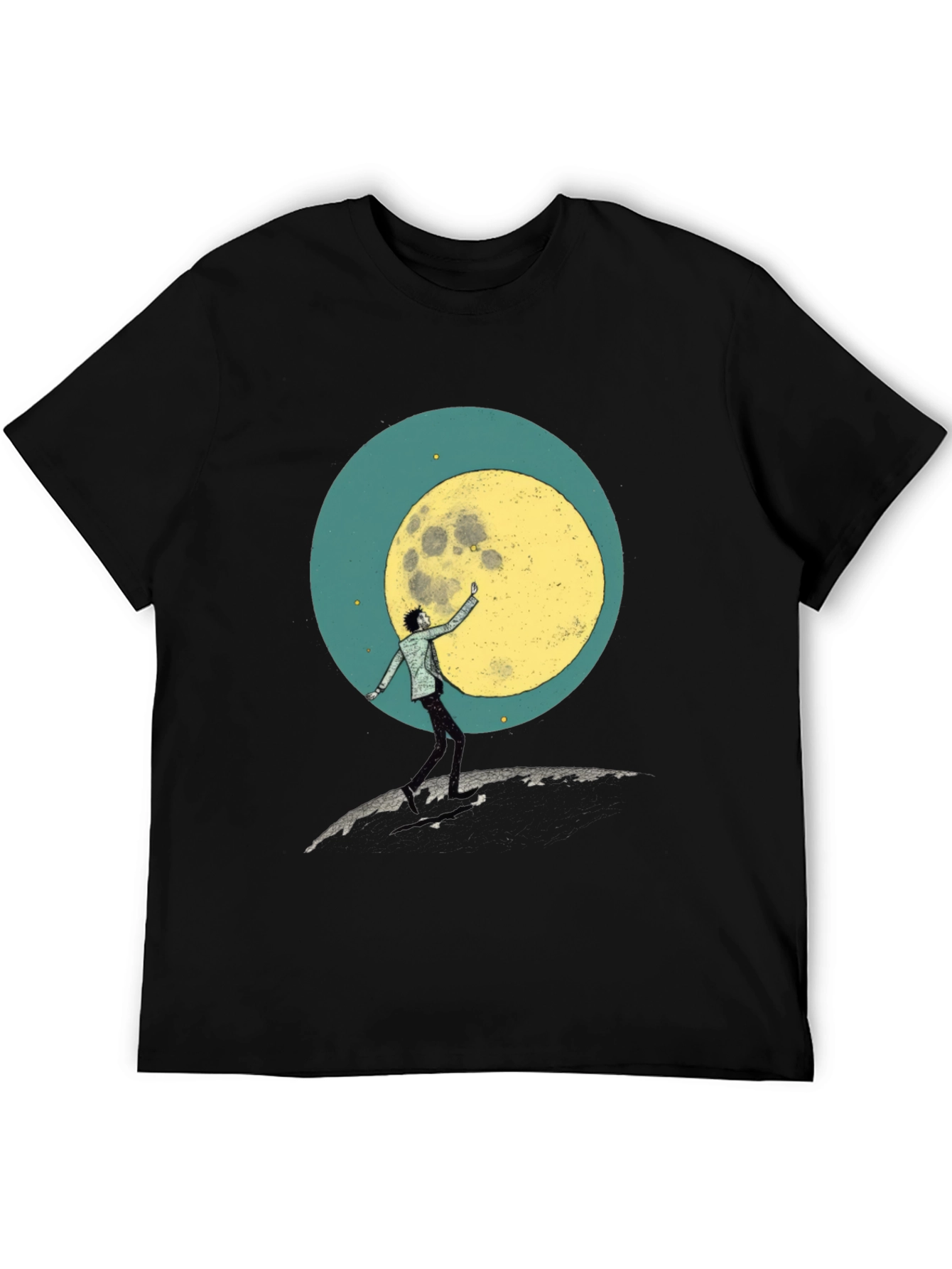 Moon Reach Graphic Tee - Black Cotton T-Shirt