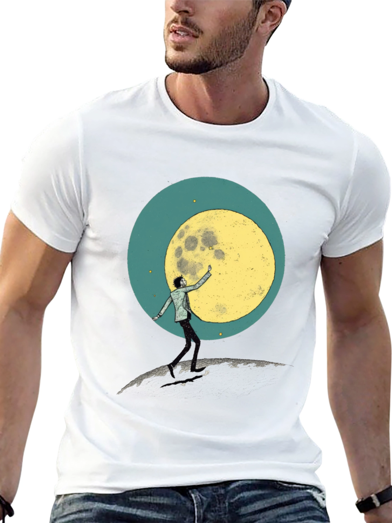 Moon Reach Graphic Tee - Black Cotton T-Shirt