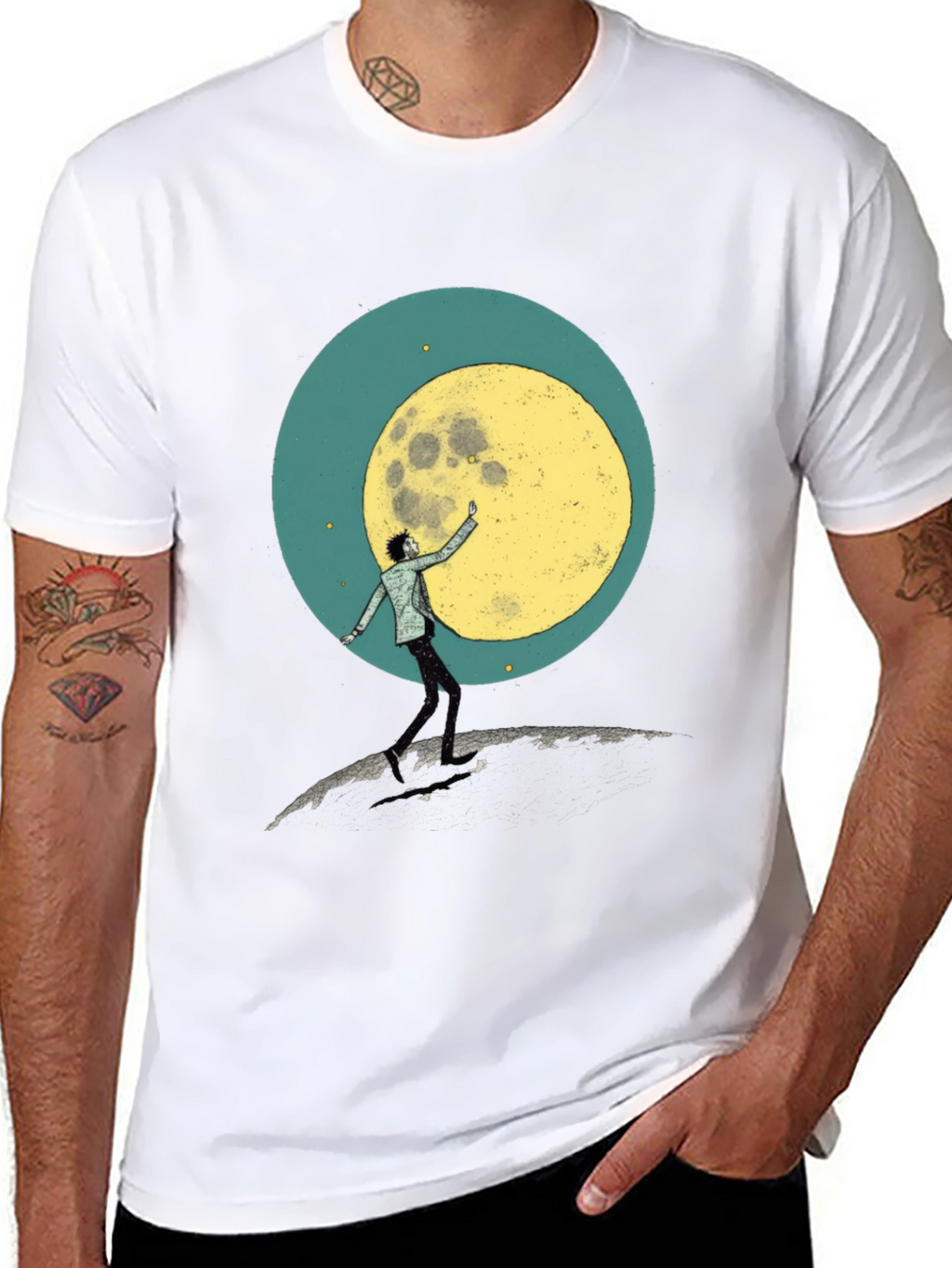 Moon Reach Graphic Tee - Black Cotton T-Shirt