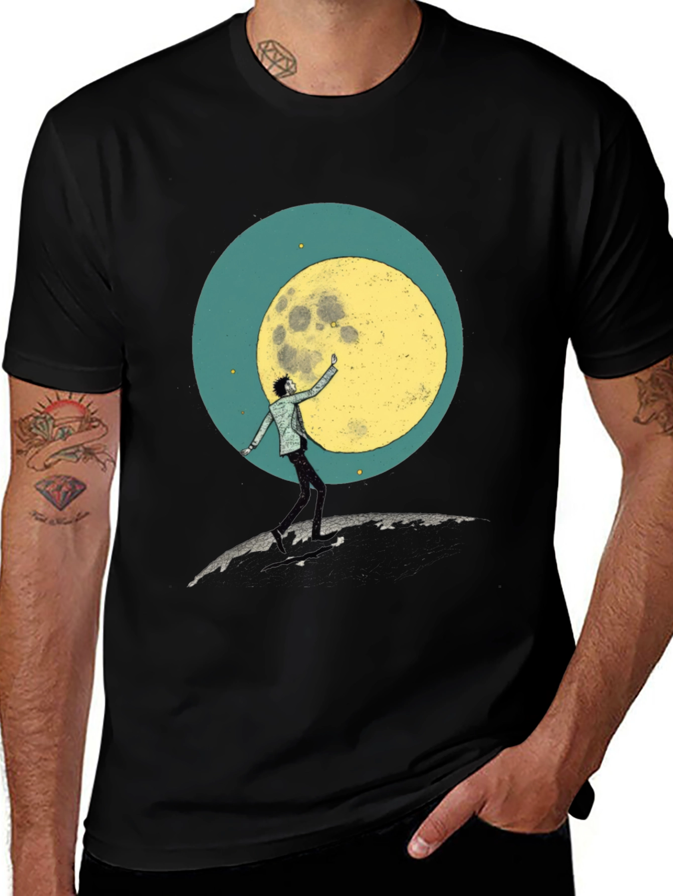 Moon Reach Graphic Tee - Black Cotton T-Shirt