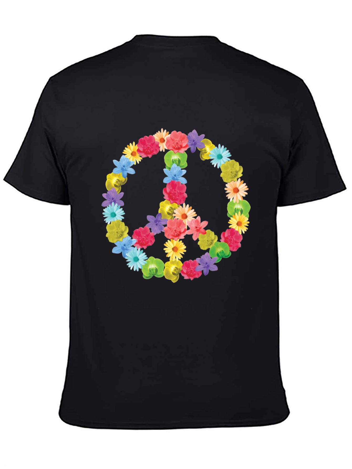 Floral Peace Sign Graphic Tee - Soft Cotton Comfort