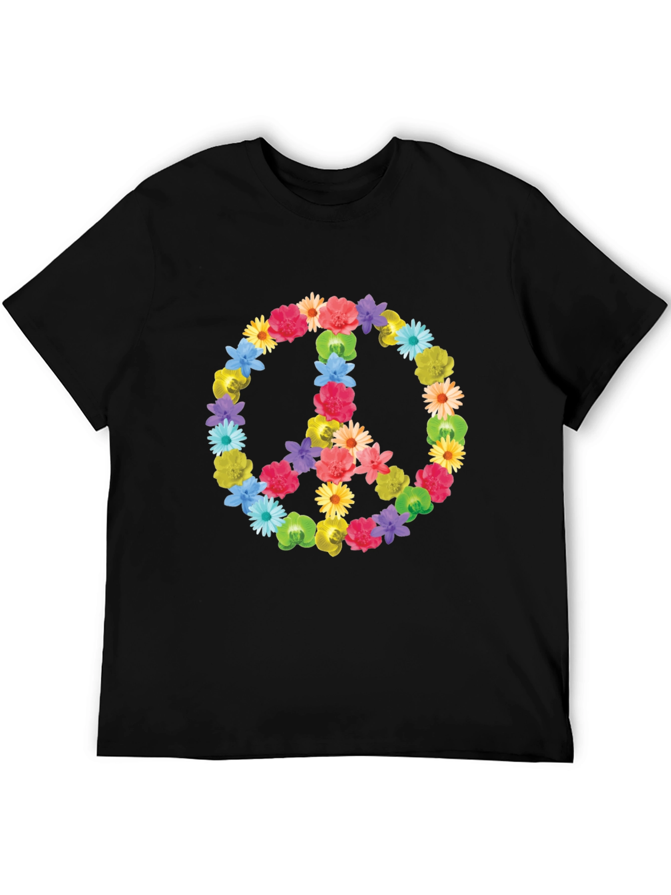 Floral Peace Sign Graphic Tee - Soft Cotton Comfort