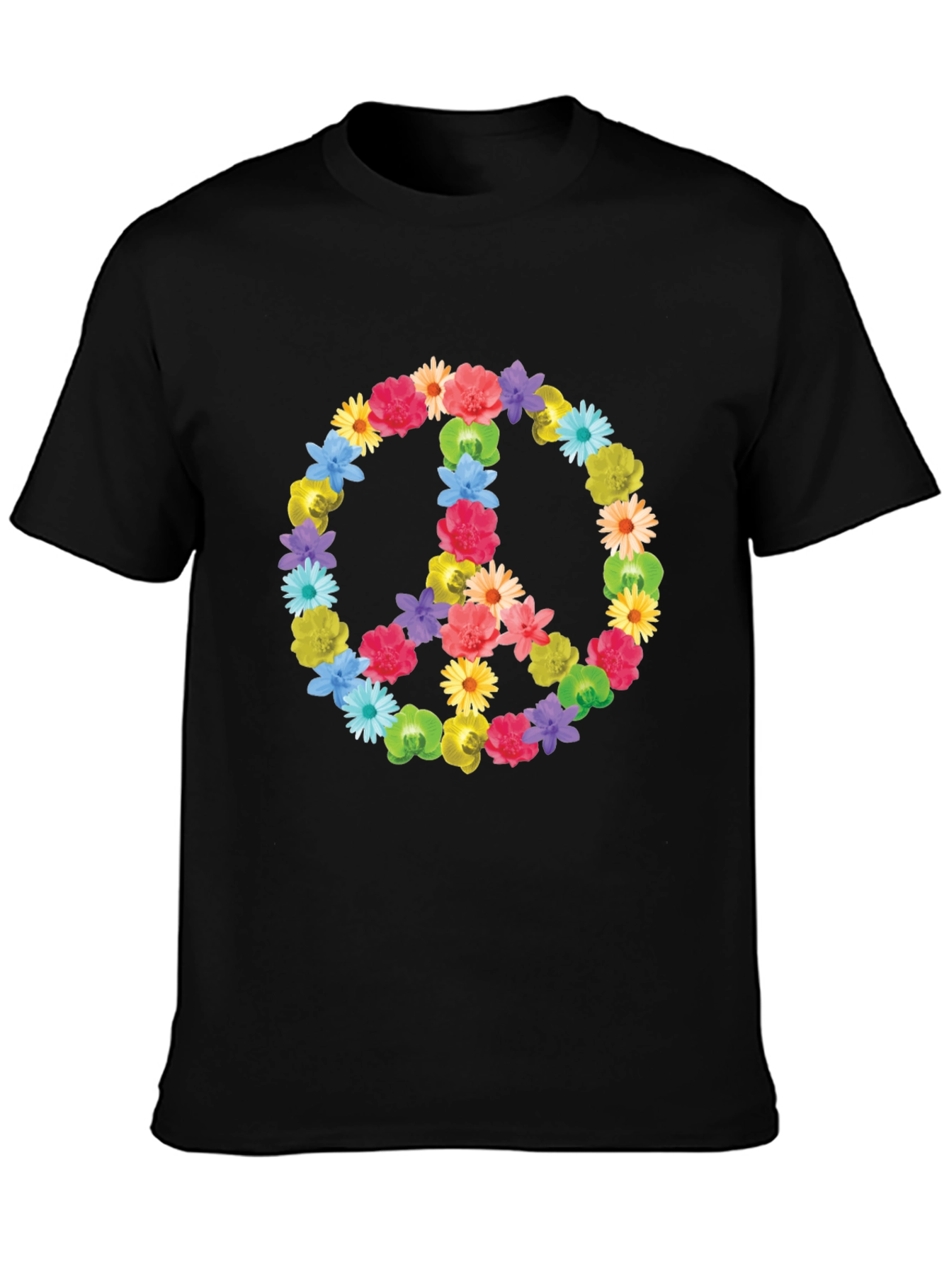 Floral Peace Sign Graphic Tee - Soft Cotton Comfort