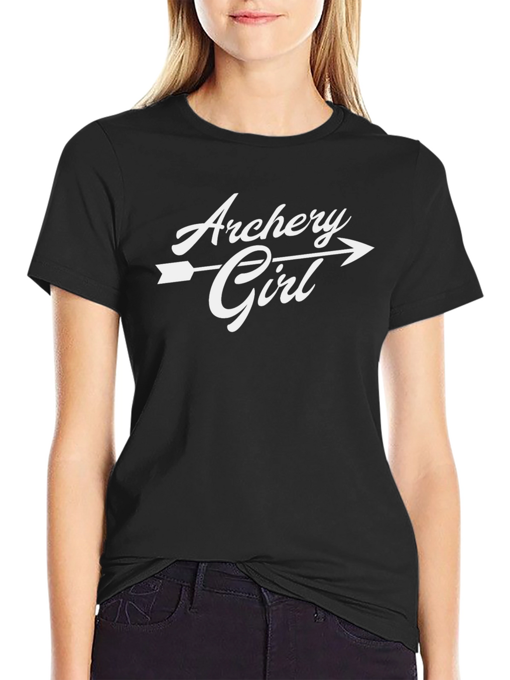 Archery Girl T-Shirt - Black Casual Graphic Tee