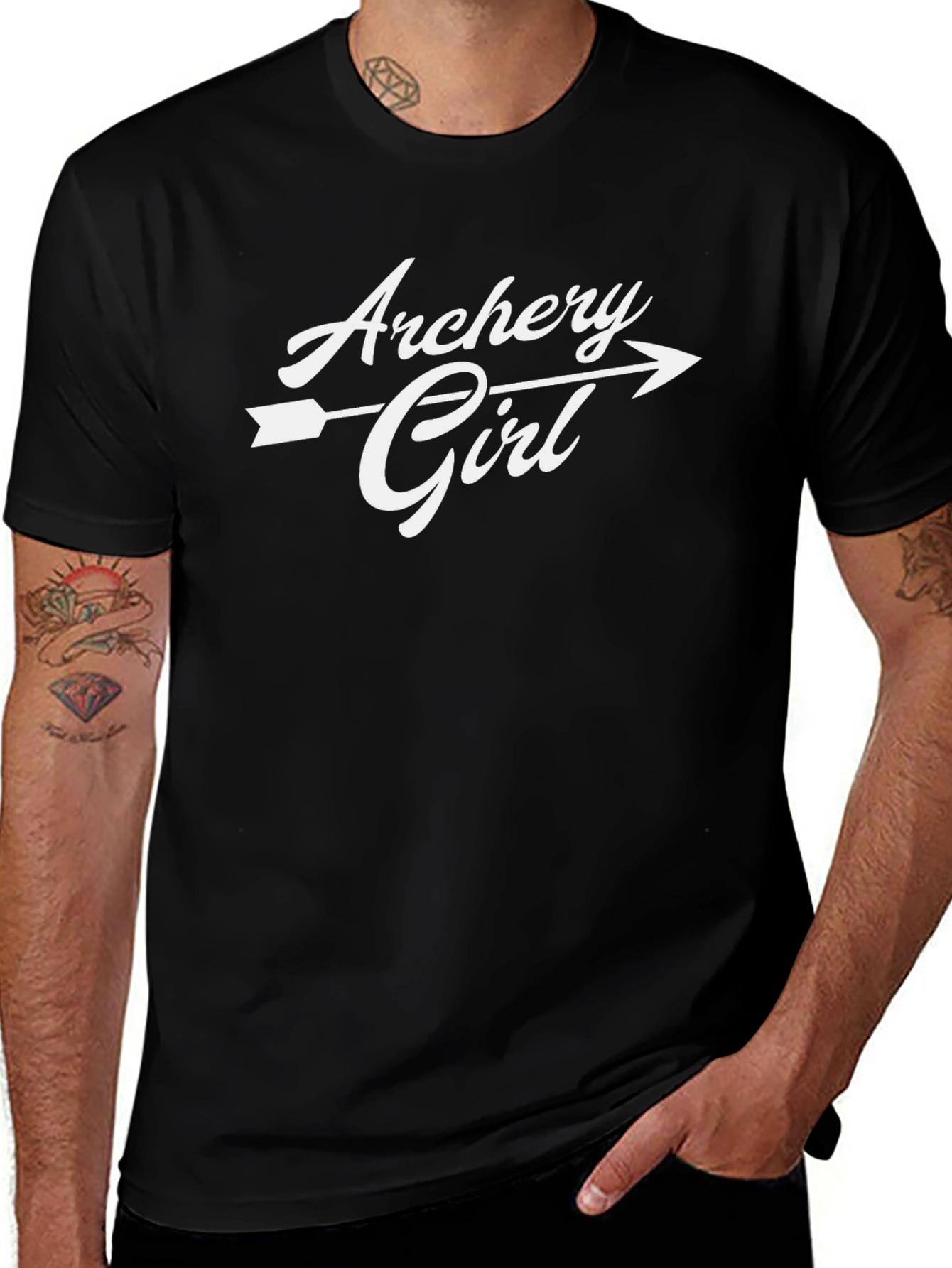Archery Girl T-Shirt - Black Casual Graphic Tee